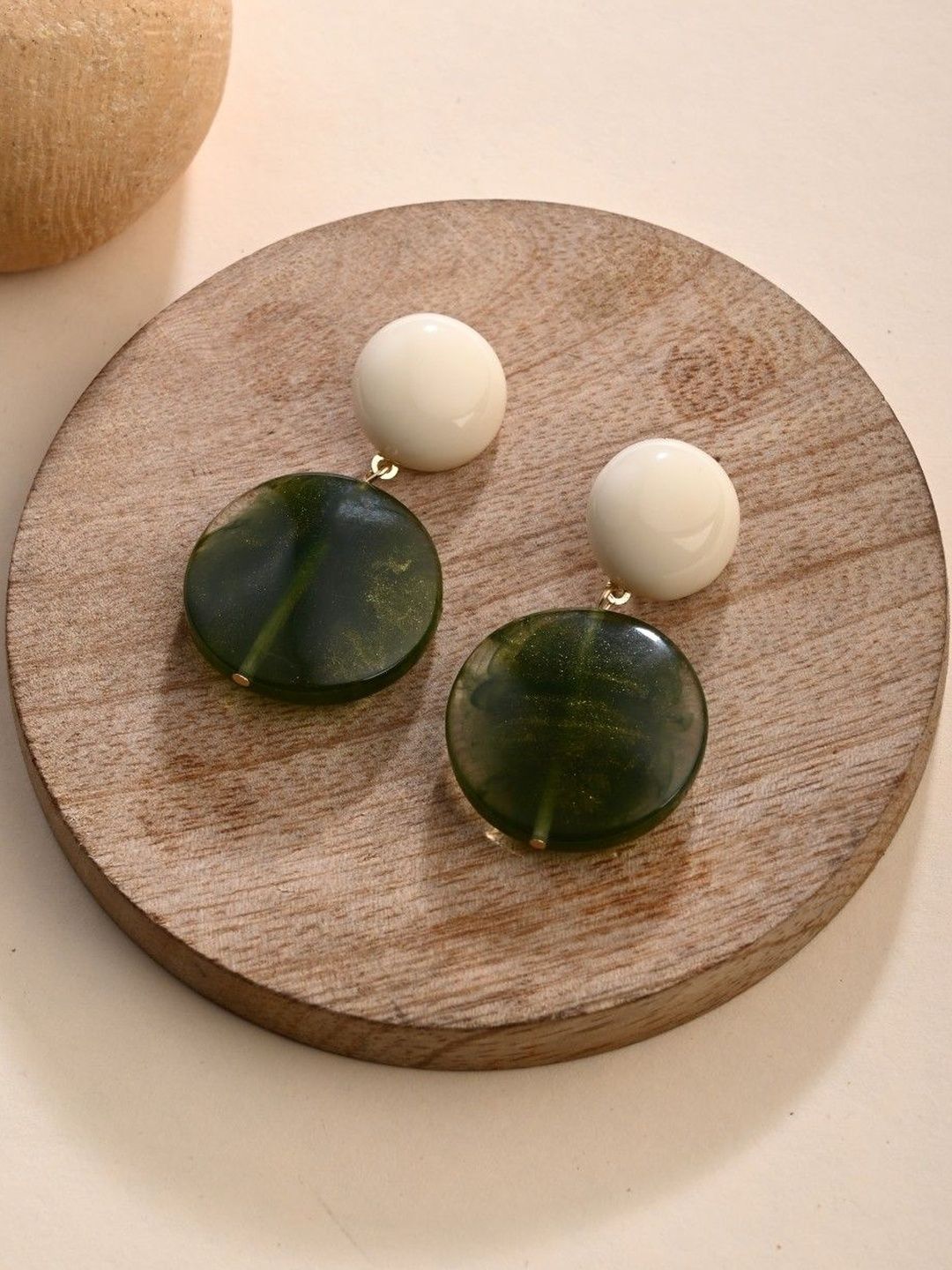 Reenisaa Gold-Plated Enamelled Circular Drop Earrings