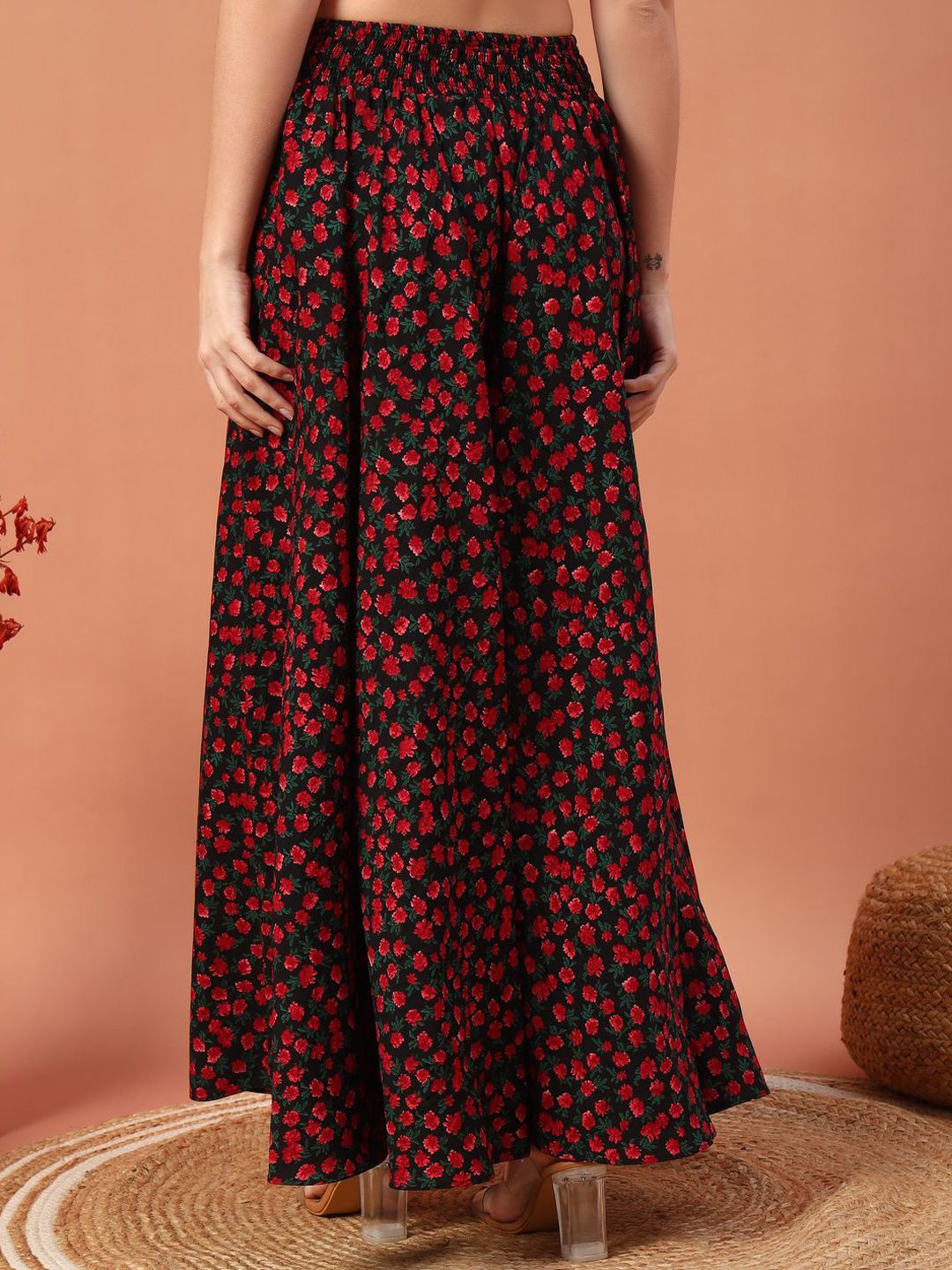 Women Floral Printed Flared Maxi Skirts 3