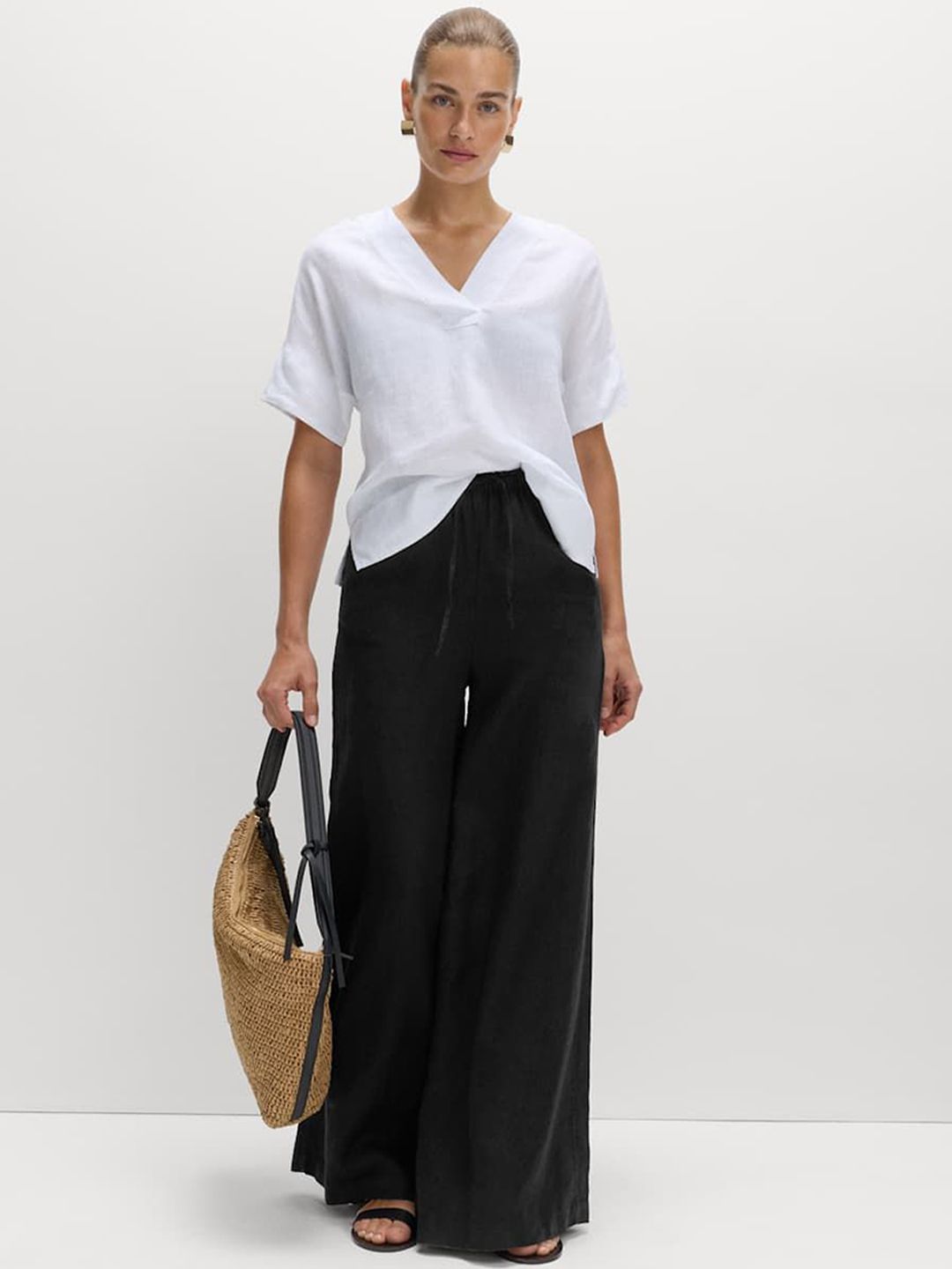 Marks & Spencer Pure Linen Wide Leg Palazzo Trousers