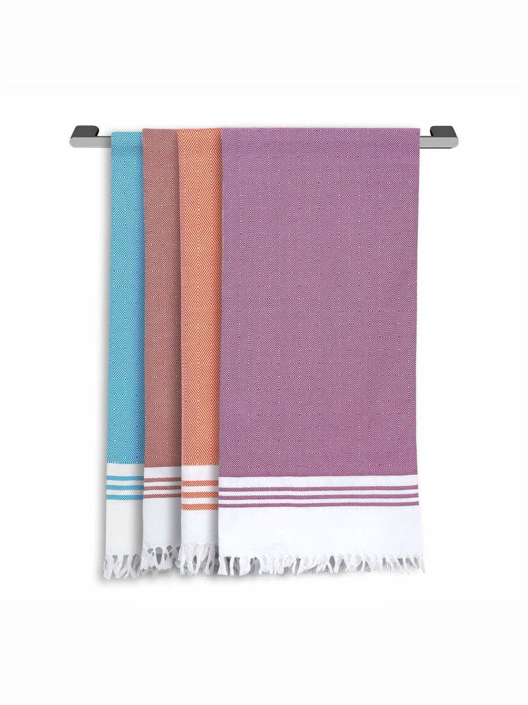 Eco Sense Blue & Purple 4 Pieces Striped Cotton 200 GSM Eco Sense Bath Towels
