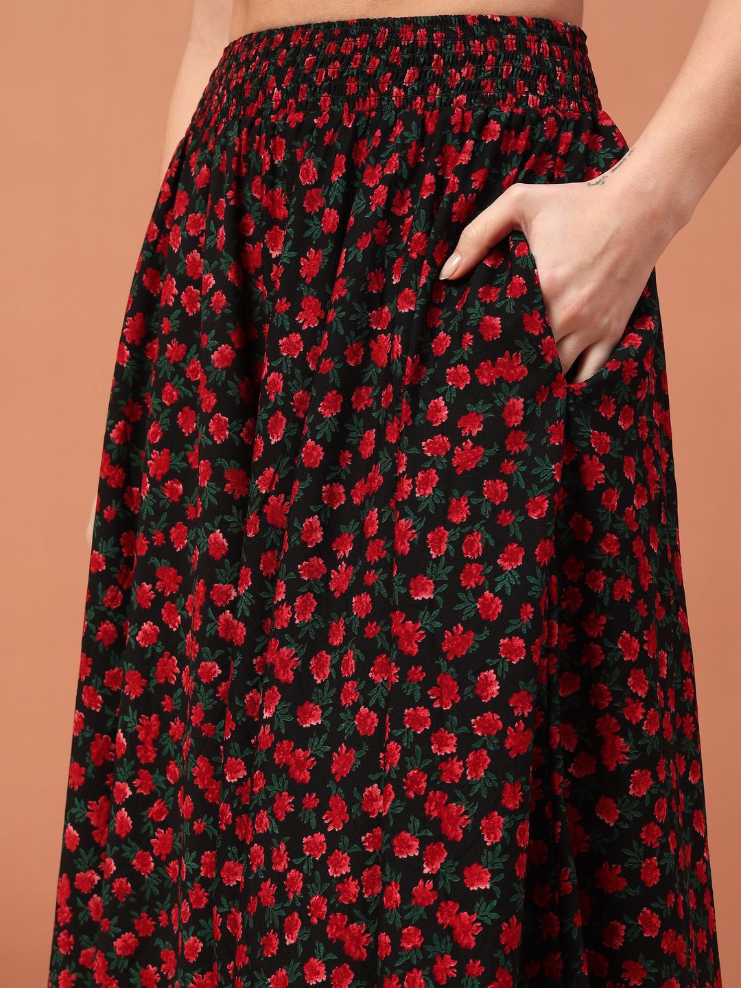 Women Floral Printed Flared Maxi Skirts 6