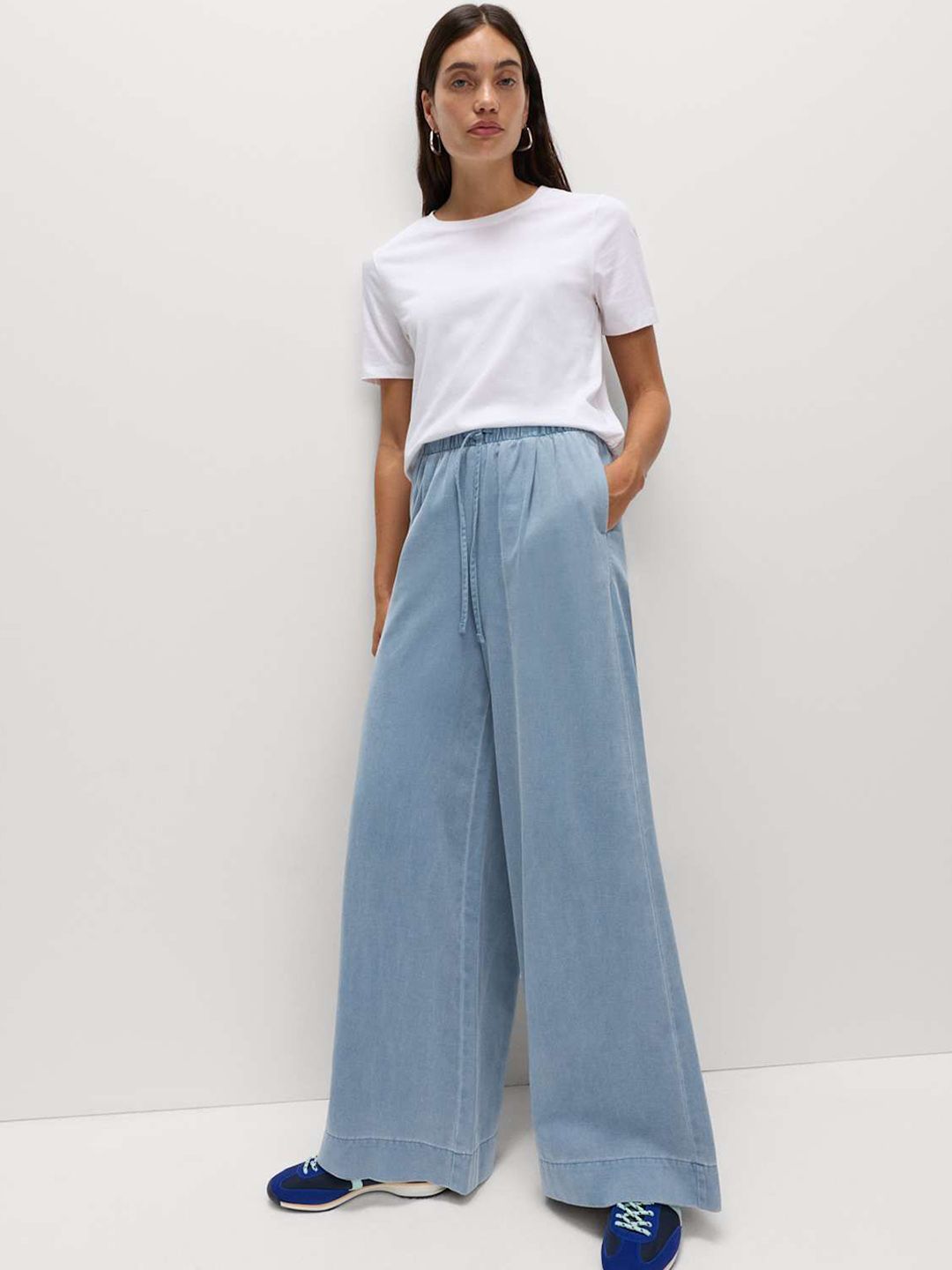 Marks & Spencer Lyocell Blend Pull On Wide Leg Trousers