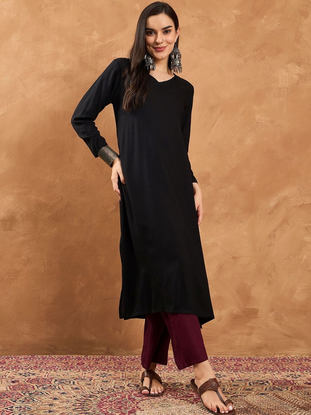 InWeave Women Solid Kurta with Trousers