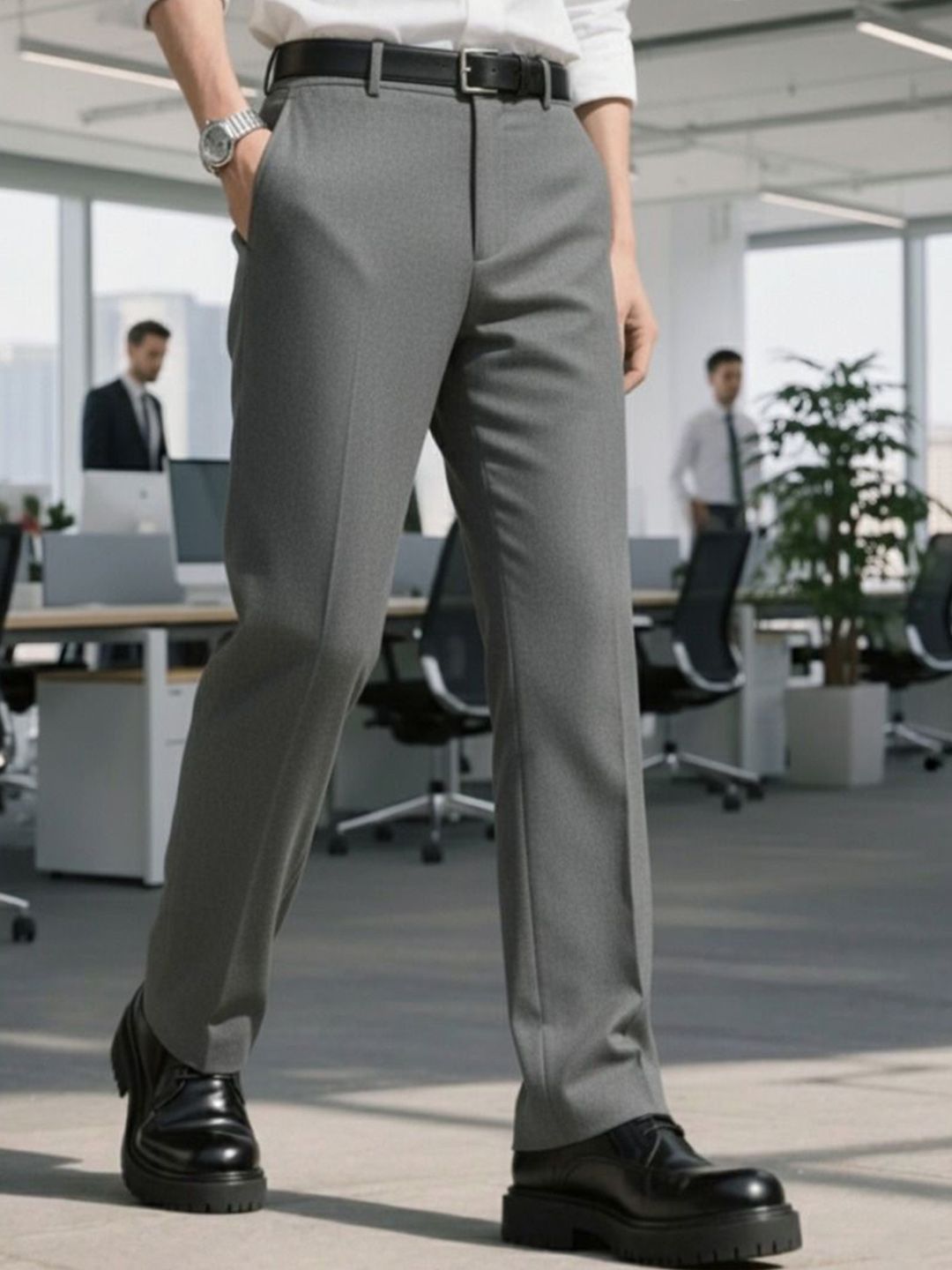 COVZ Men Relaxed Straight Leg Mid-Rise Korean Pants