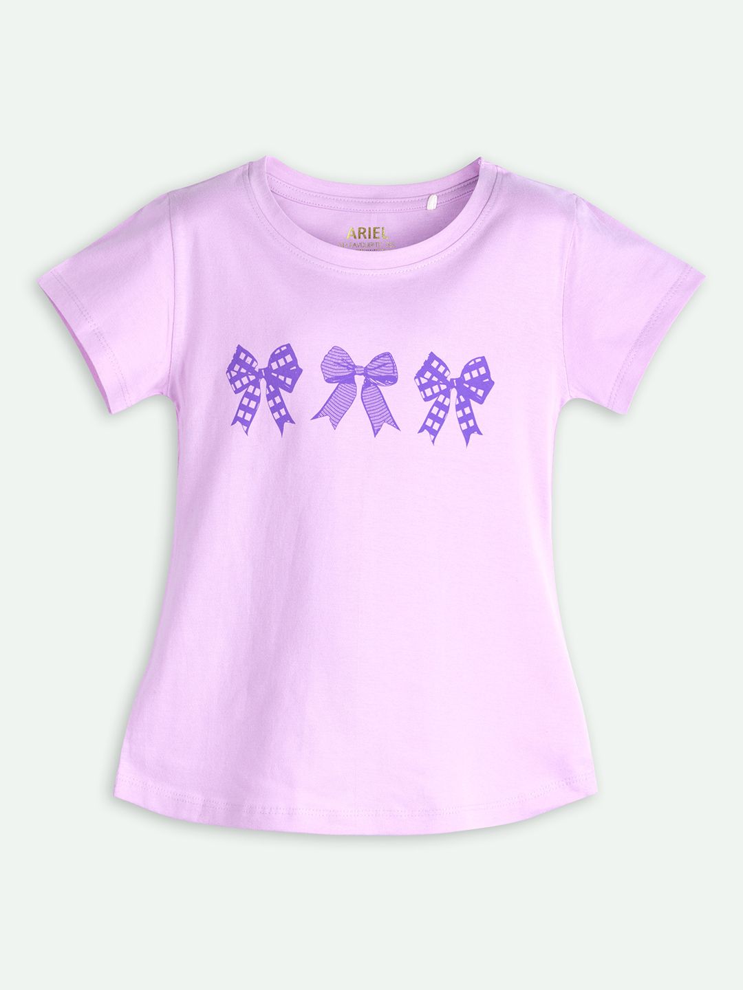 ariel Girls Graphic Printed Round Neck Pure Cotton T-shirt
