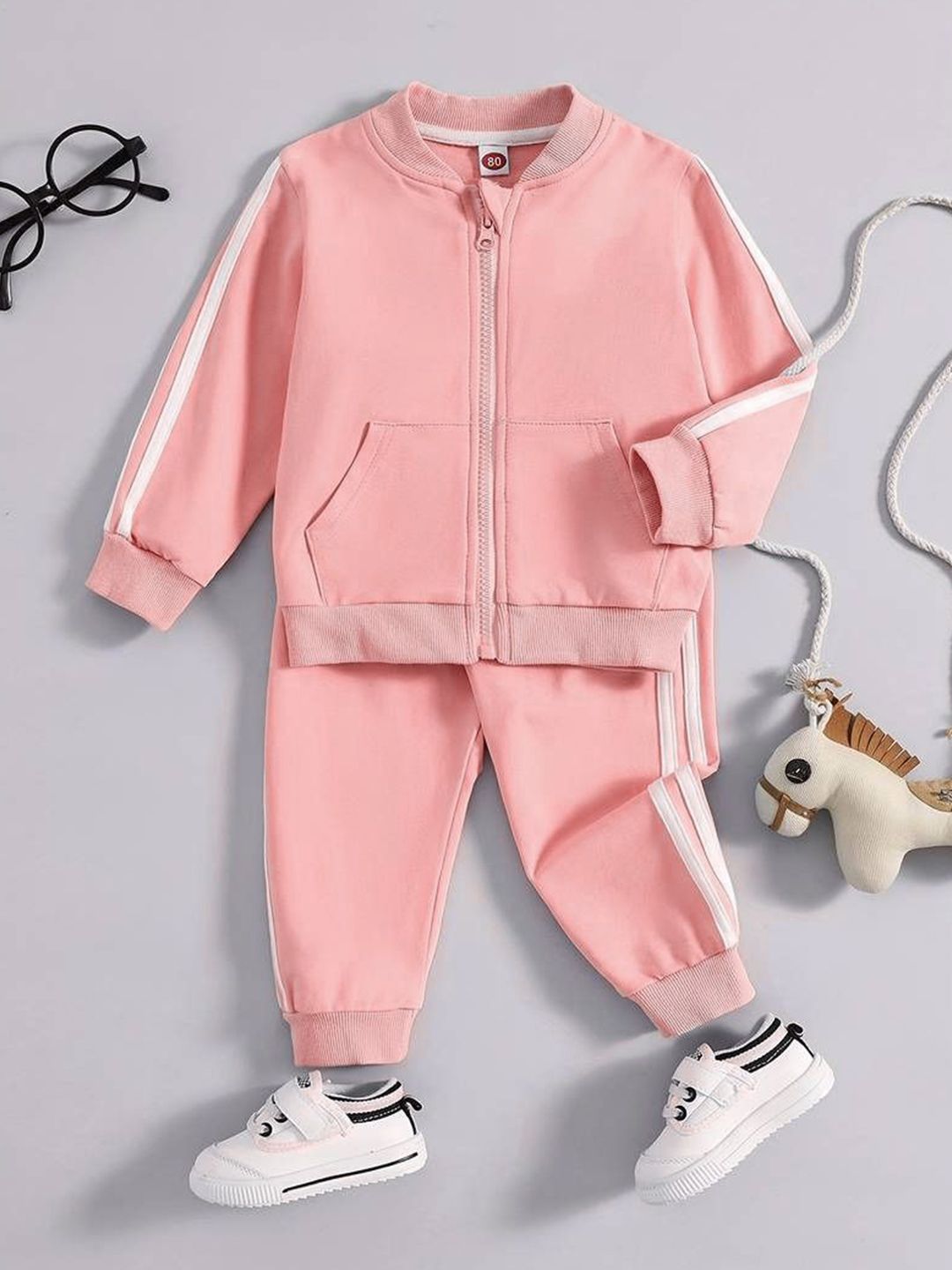 Buy MAYNEISHA Kids Striped Mandarin Collar Sweatshirt With Joggers -  - Apparel for Unisex Kids