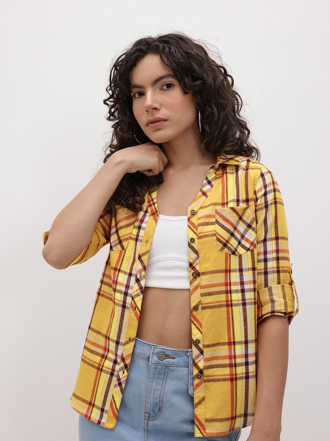 The Roadster Life Co. Classic Checked Roll-Up Sleeves Casual Shirt