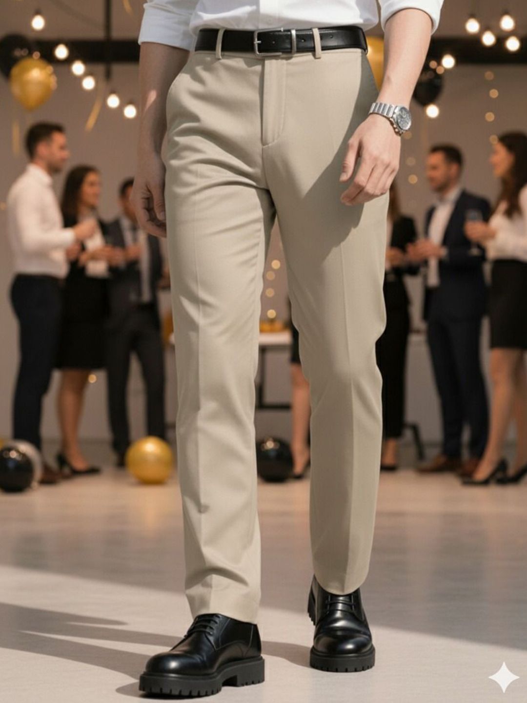 COVZ Men Relaxed Straight Leg Straight Fit Easy Wash Korean Pants