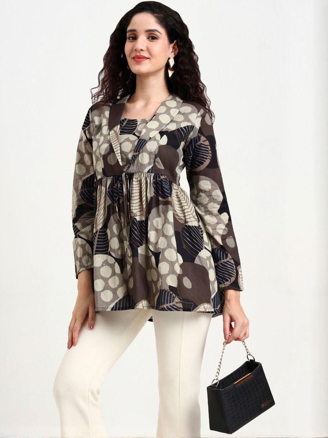 Divena Women Printed Cotton Peplum Top