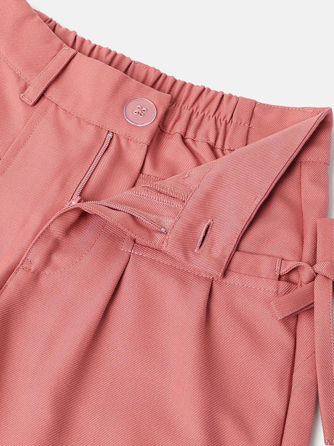 Girls Smart Pleated Regular Fit Bow Twill Trouser 3