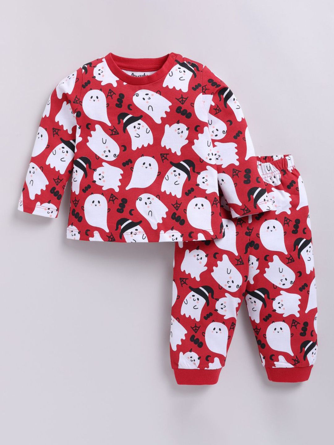 SNUGGLY MONKEY Kids Printed Round Neck Pure Cotton Night Suit