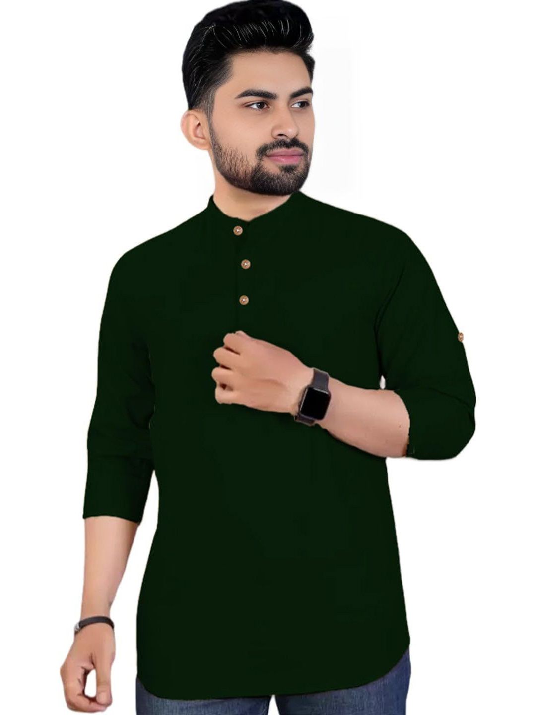 TrendiVastra Band Collar Long Sleeves Straight Kurta