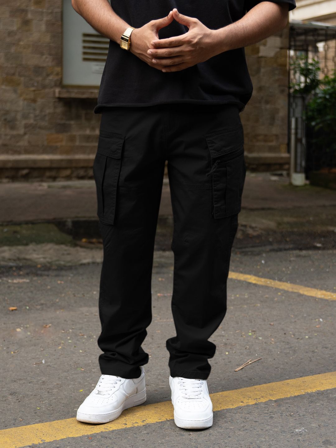 Powerlook Men Regular Fit Cotton Utility Cargo Trousers