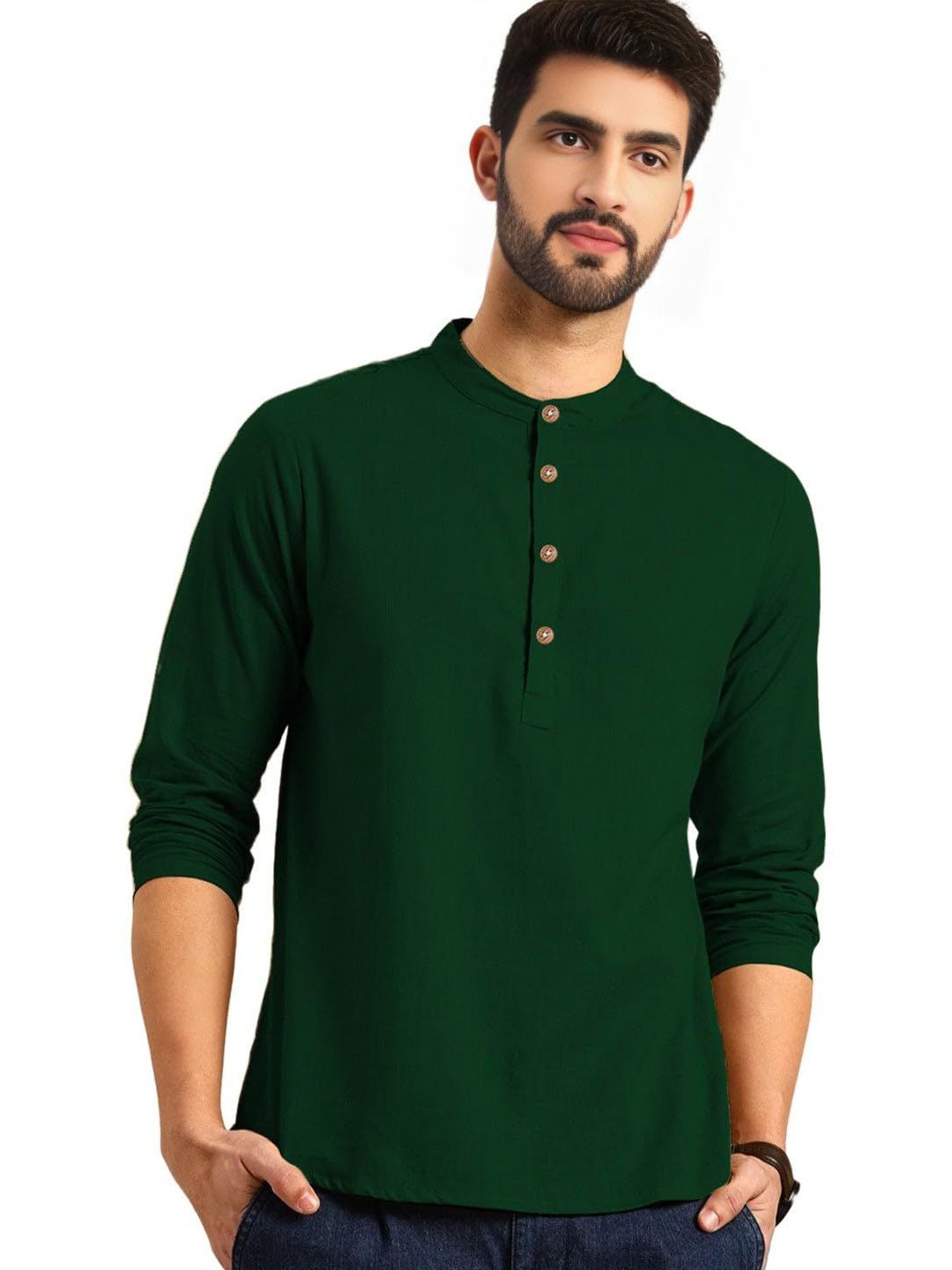 TrendiVastra Band Collar Long Sleeves Straight Kurta