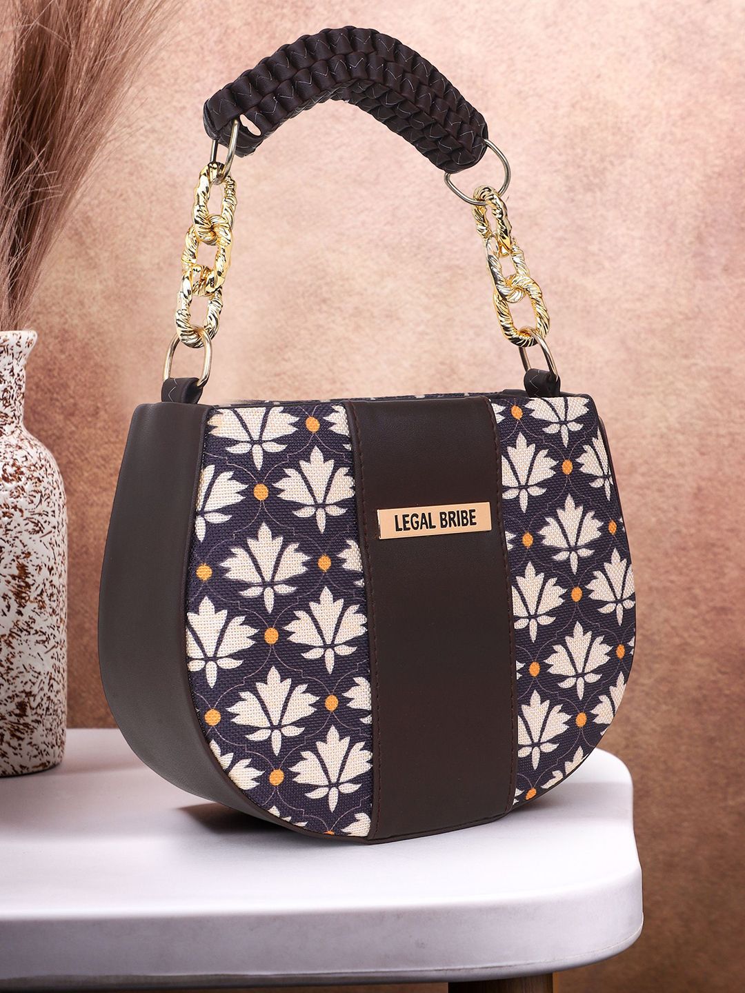 LEGAL BRIBE Floral Printed Structured Sling Bag PU Handbag