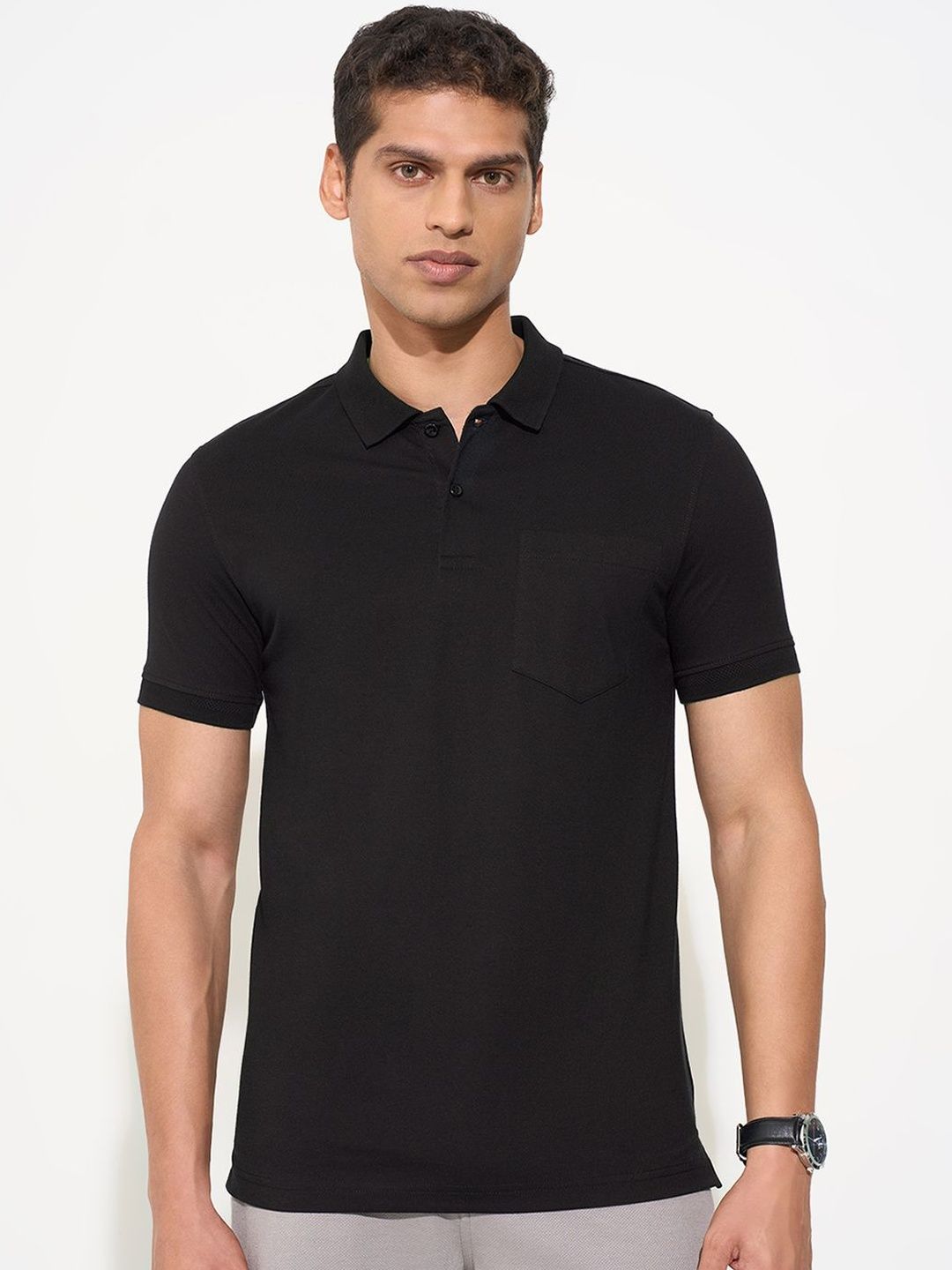 Peregrine by Pantaloons Polo Collar Short Sleeves Casual T-shirt