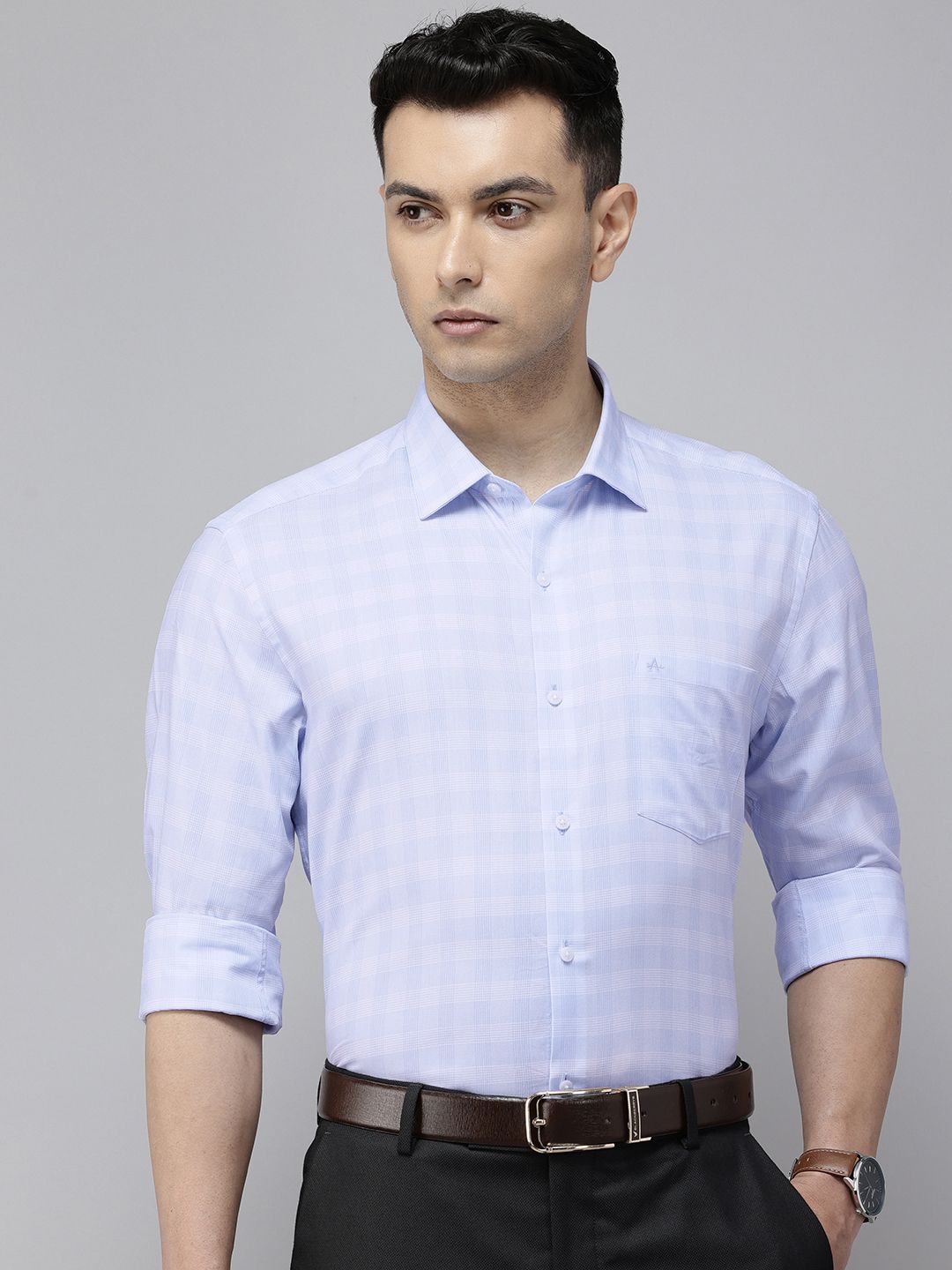 Arrow Manhattan Slim Fit Checked Pure Cotton Formal Shirt