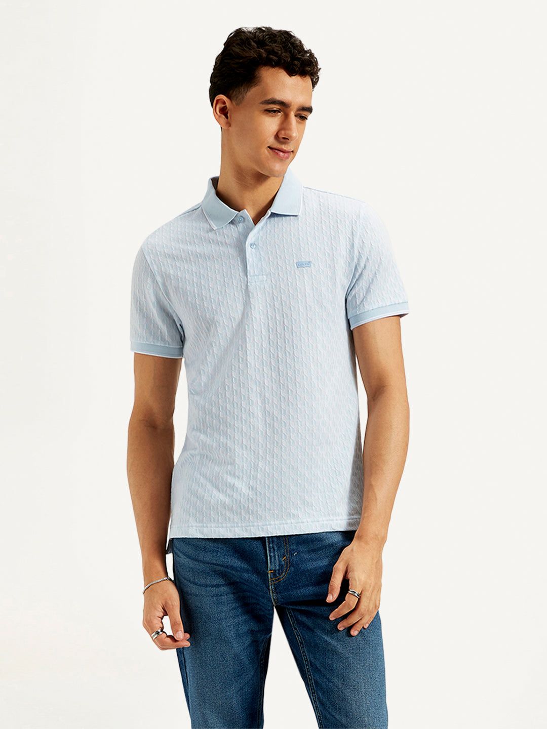 Levis Self Design Textured Polo Collar Slim Fit T-shirt