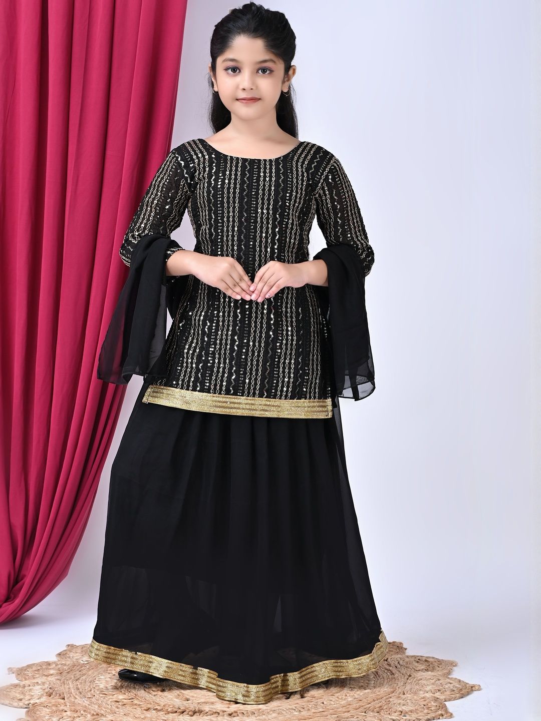 SPAMitude Girls Georgette Clothing Set