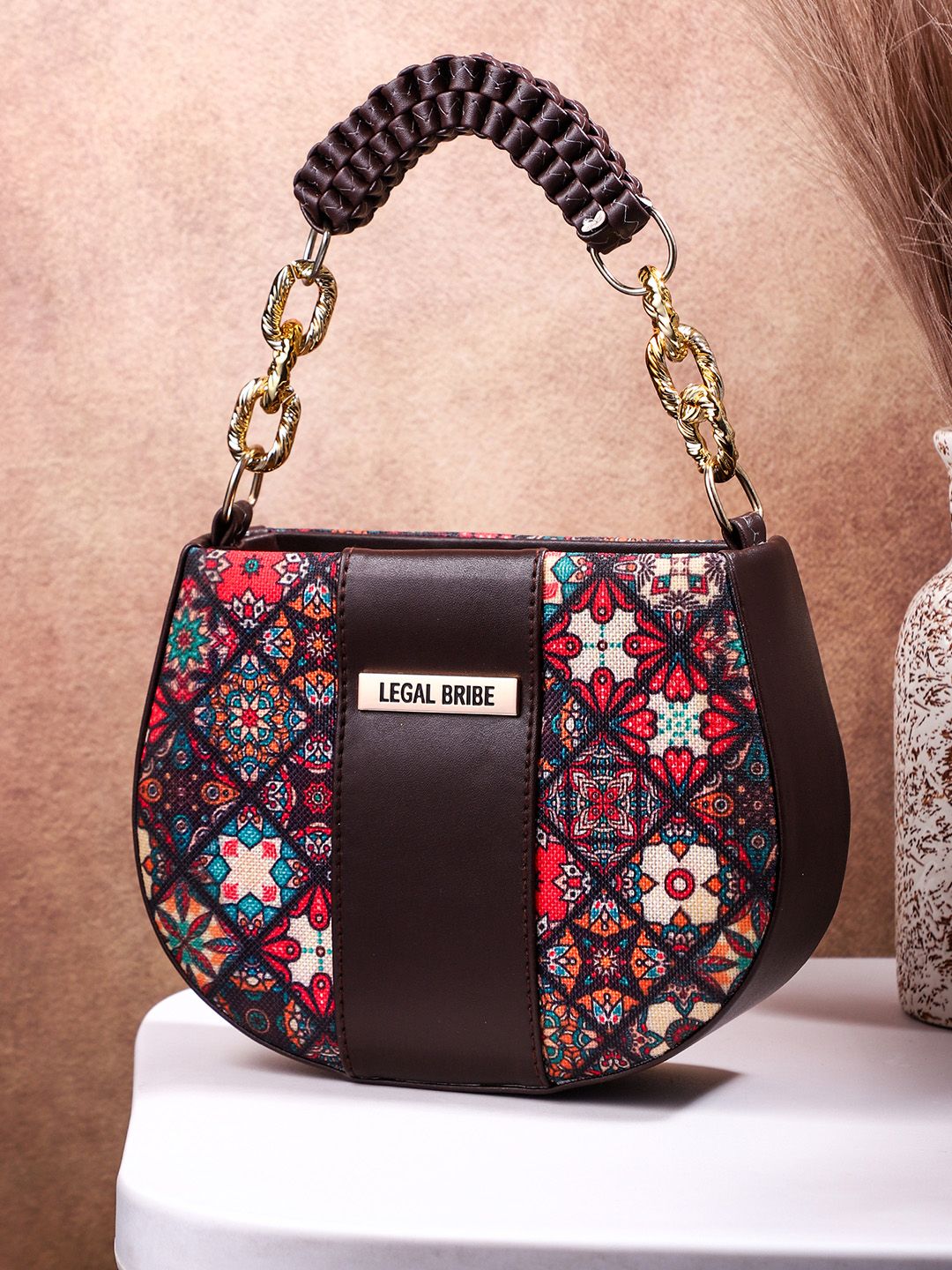 LEGAL BRIBE Women Floral Printed Structured Handheld Bag PU Sling