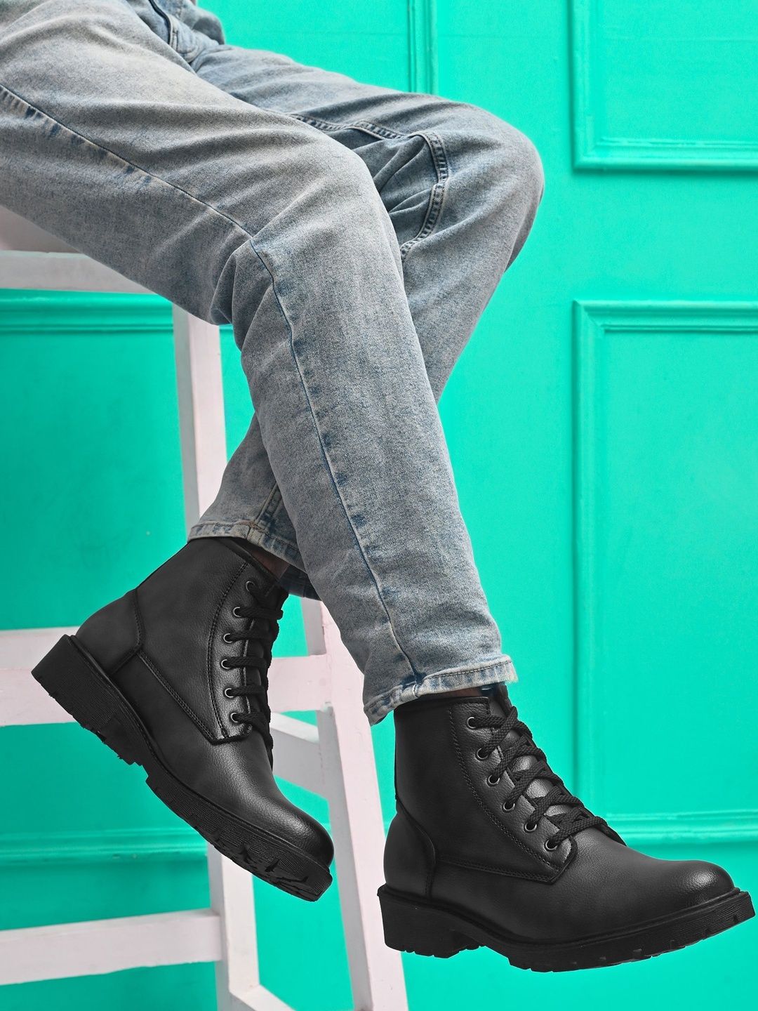 Roadster Men Black Synthetic Leather Boots