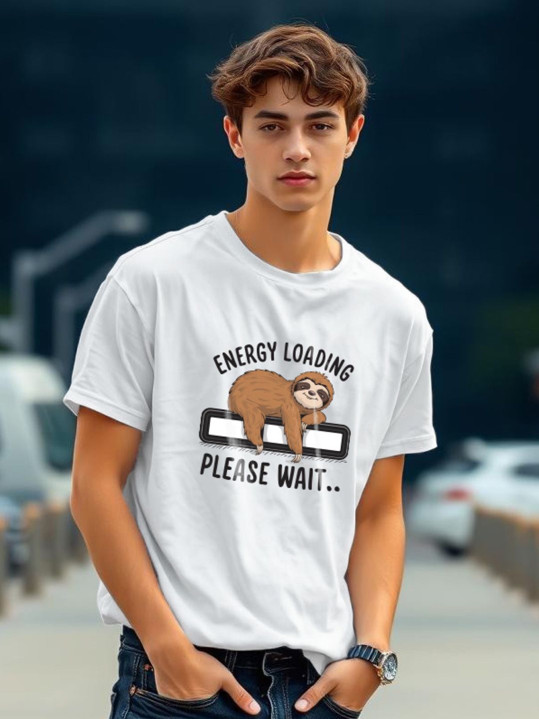 TOGS & TERRE Men Typography Printed Monochrome Organic Cotton T-shirt