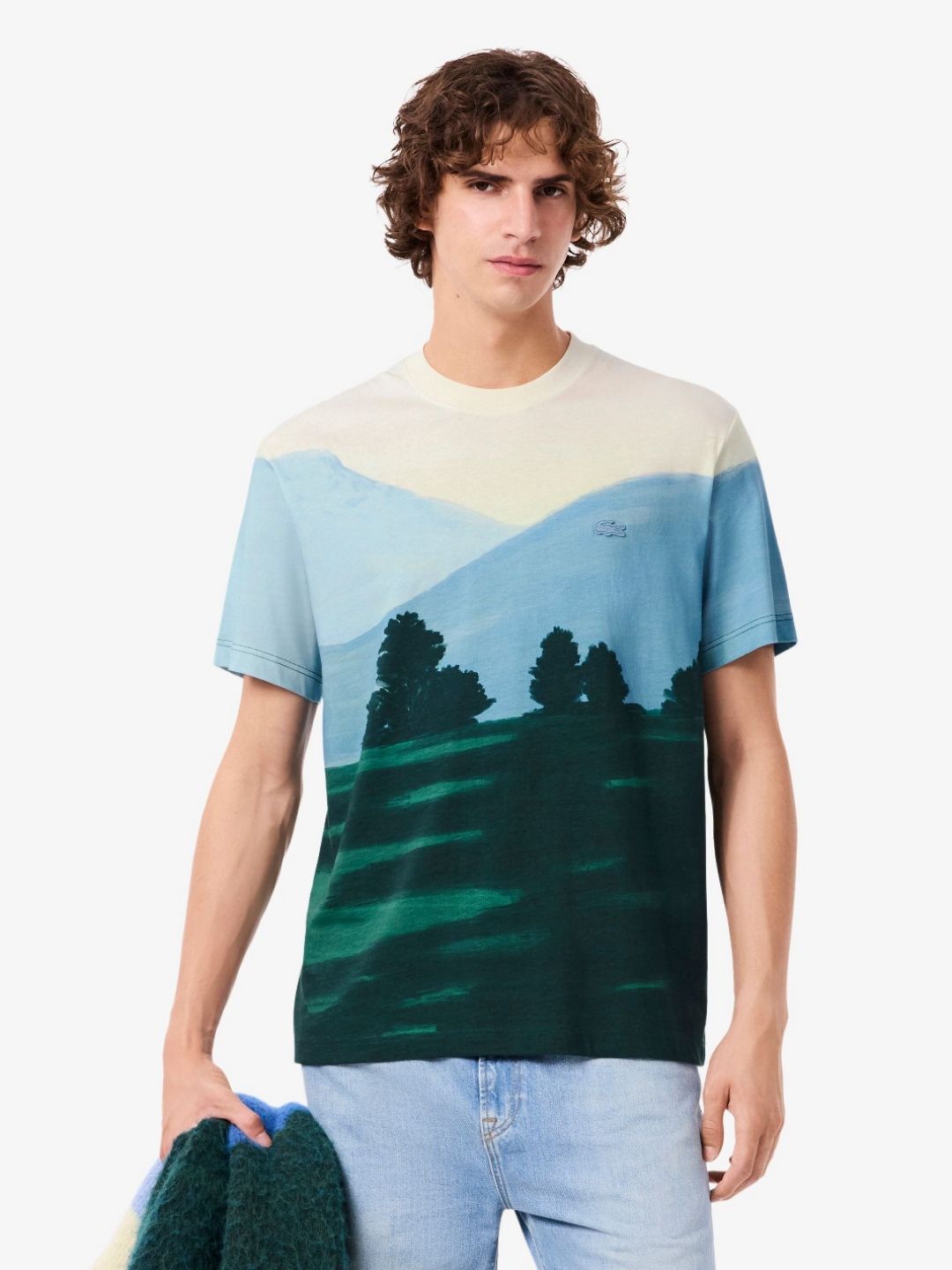 Lacoste Men Photographic Printed Round Neck Short Sleeves Cotton T-shirt