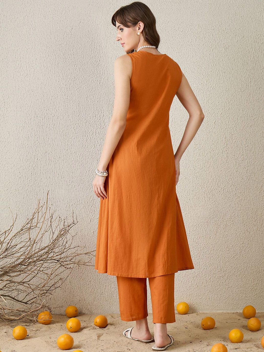 Embroidered V-Neck Pure Cotton Tunic With Trouser 5