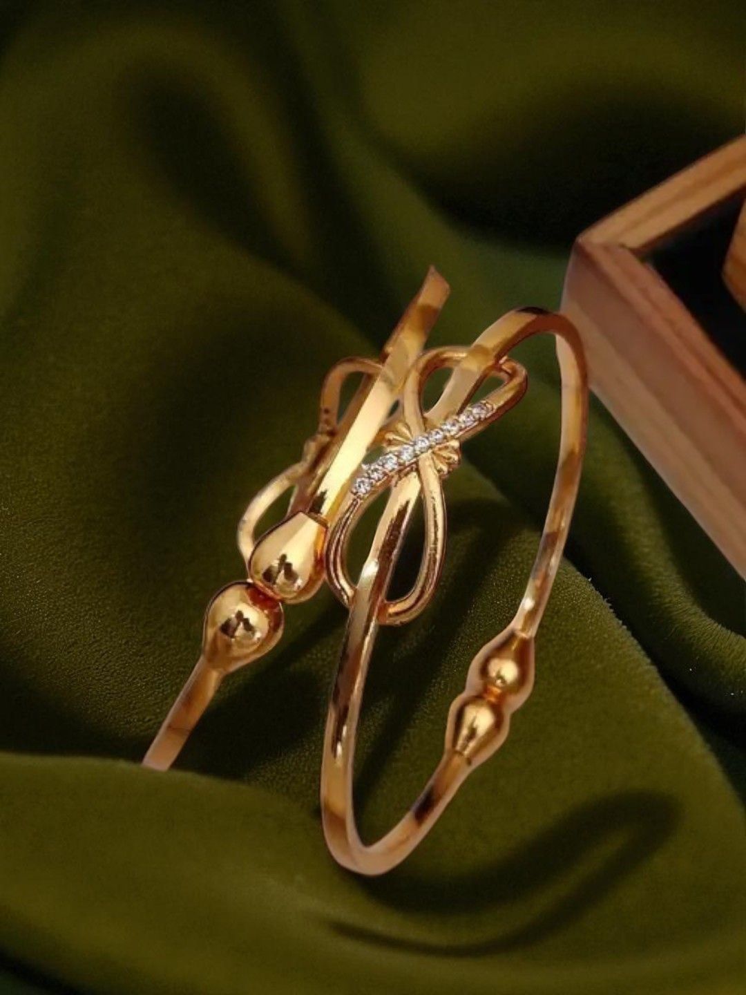 Buy DIVASTRI Set Of 2 Gold Plated American Diamond Studded Bangle -  - Accessories for Women
