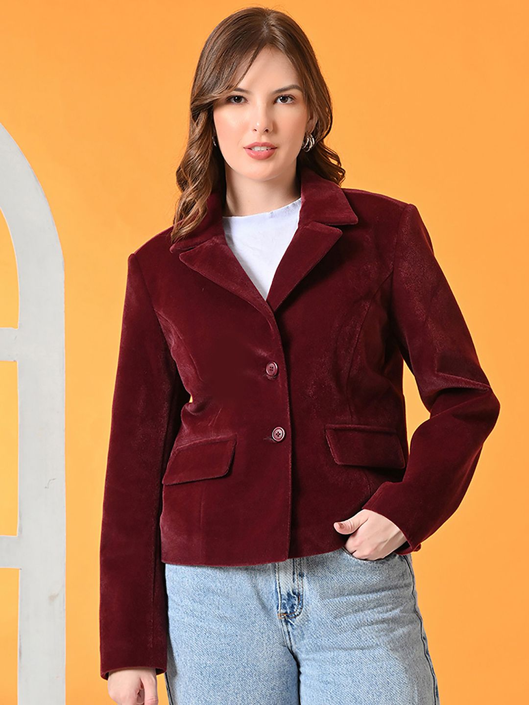 TBOJ Women Lapel Collar Solid Lightweight Tailored Jacket