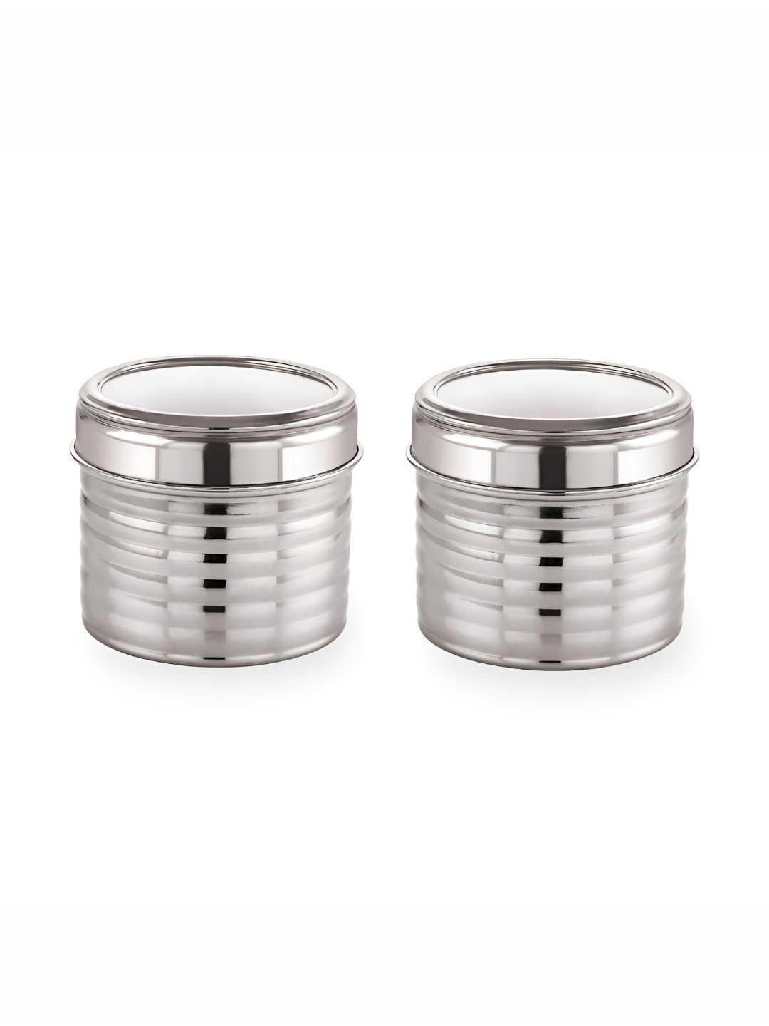 SIZZLE Silver-Toned 2 Pieces Stainless Steel Jar Containers With See Through Lid-800mlEach