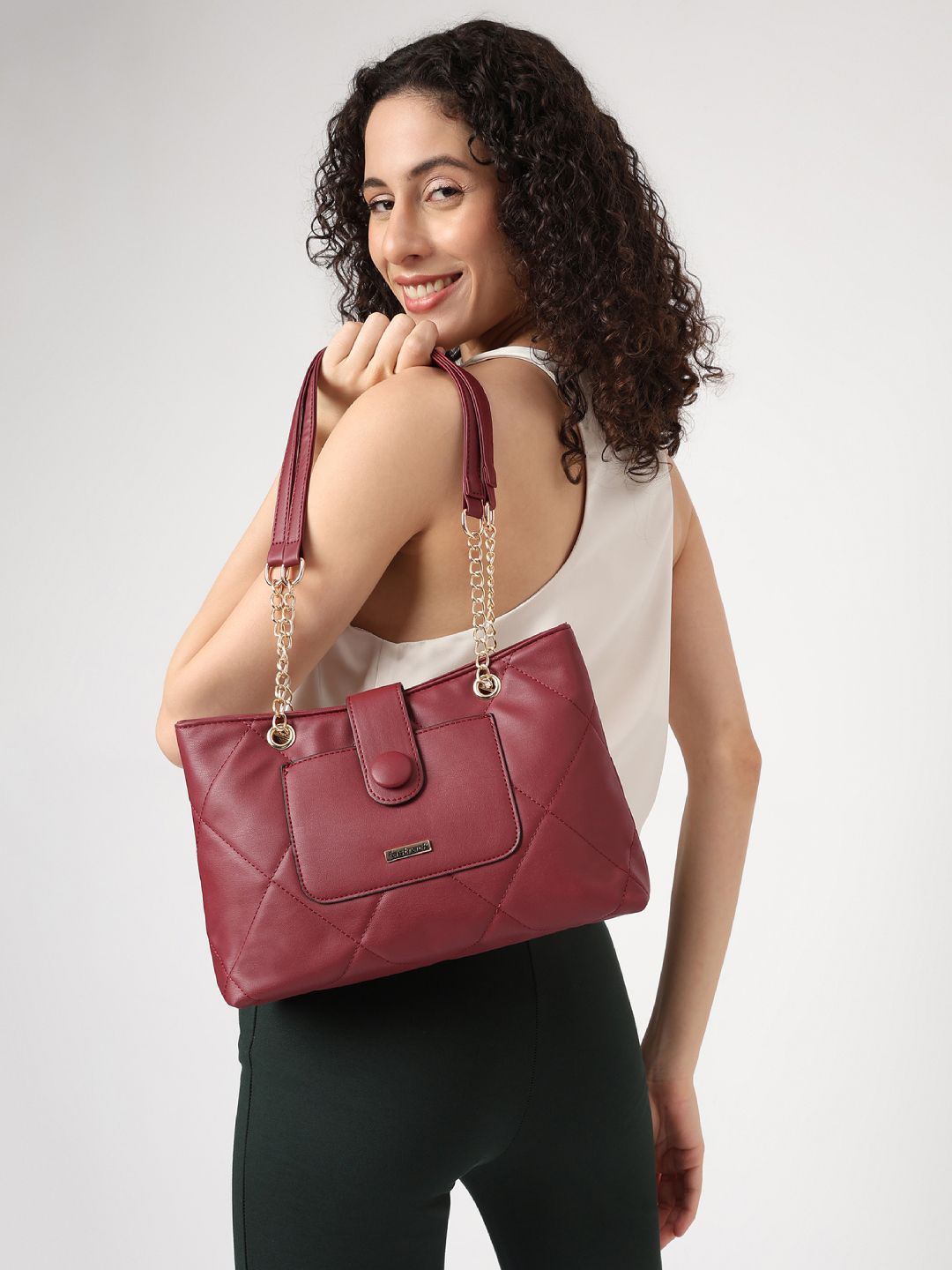 Fastrack Structured Shoulder Bag with Quilted Detail