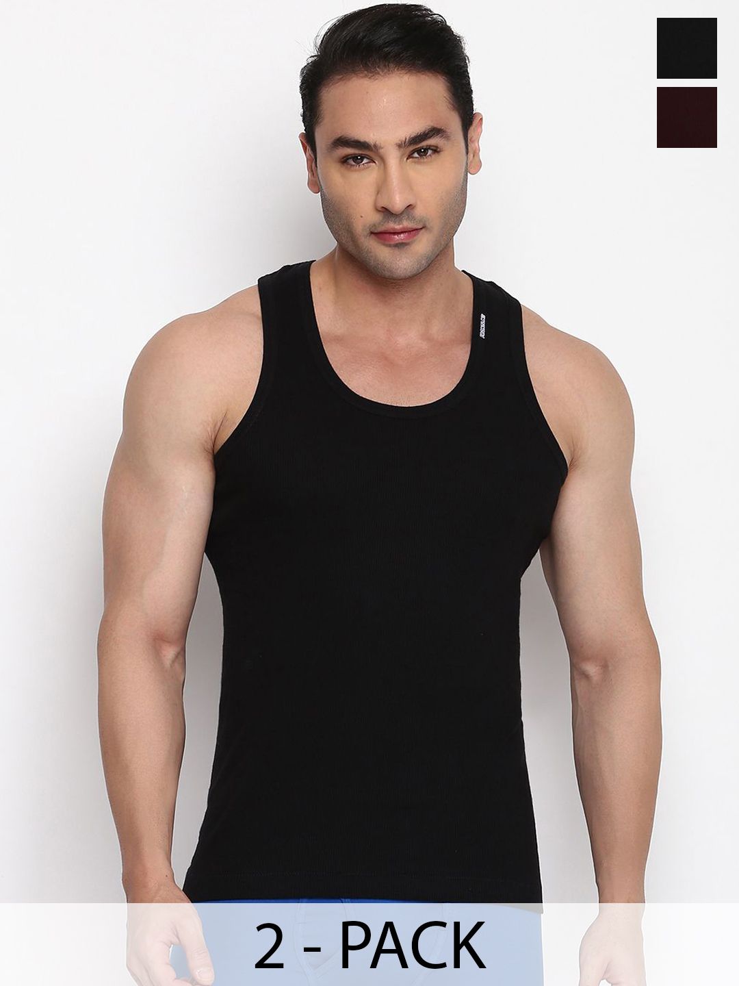 Buy COLORS By Rupa Frontline Men Pack Of 2 Pure Cotton Scoop Neck Undershirt Innerwear Vests -  - Apparel for Men