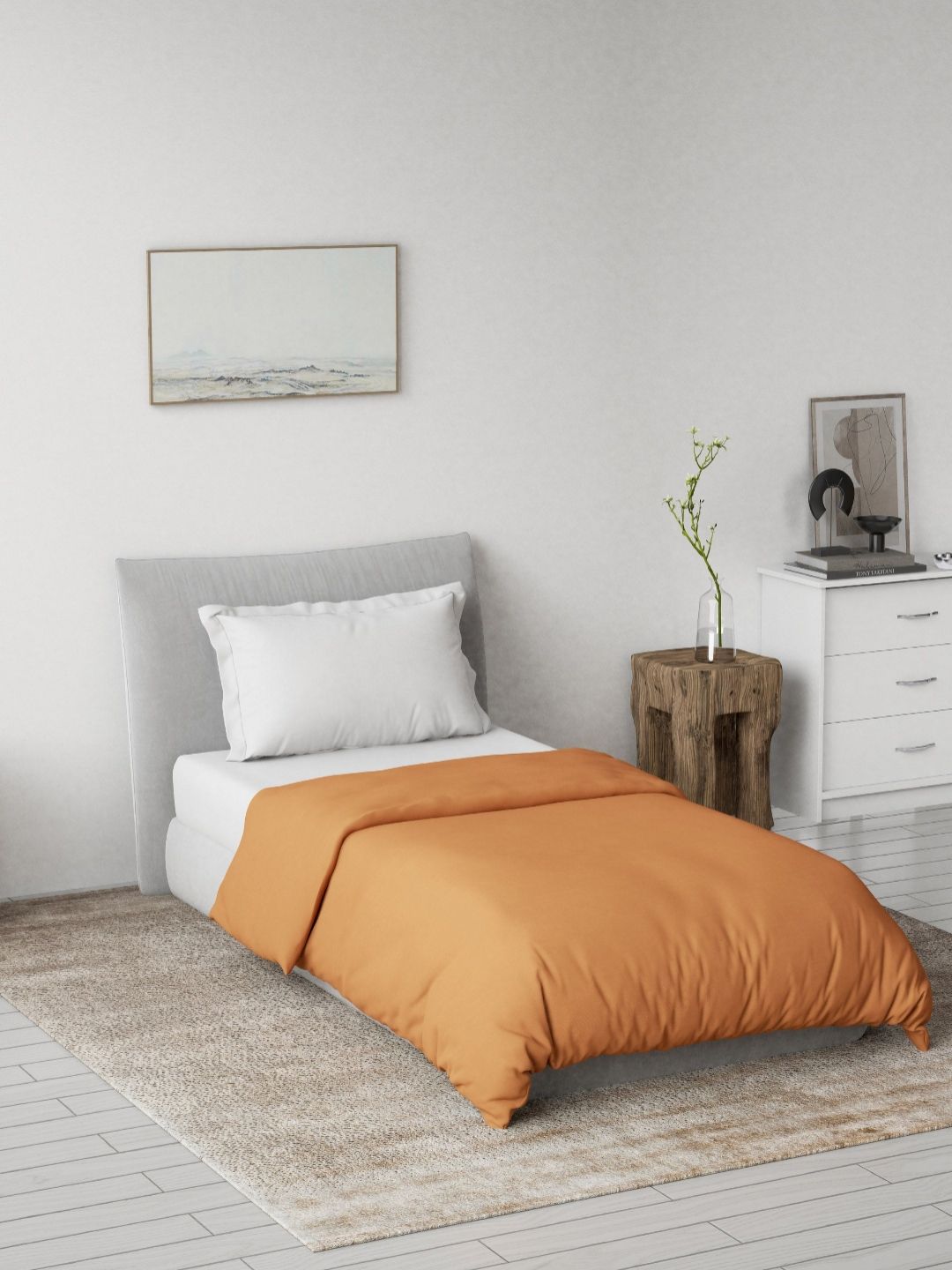 DDecor Creme Collection Orange Reversible Pure Cotton AC Room Single Quilt