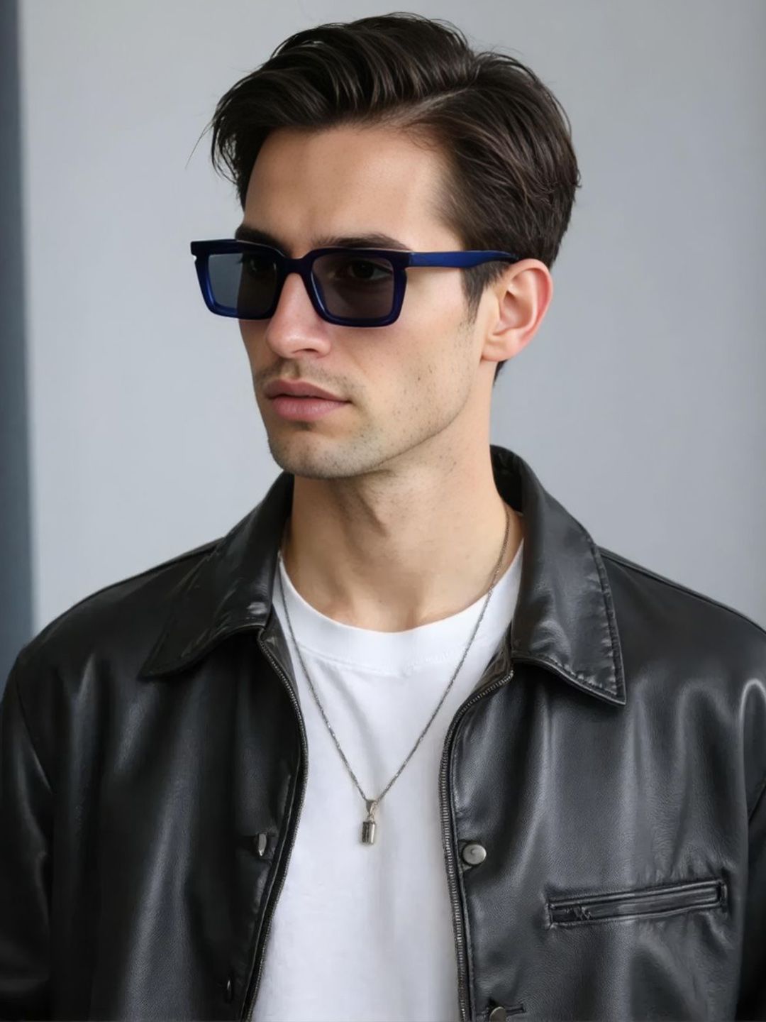 Buy Ted Smith Unisex Rectangle Blue Black Sunglasses With UV Protected Lenses -  - Accessories for Unisex