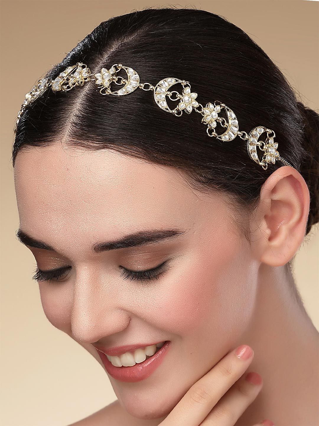 Buy KARATCART Women Gold Toned & White Hairband -  - Accessories for Women