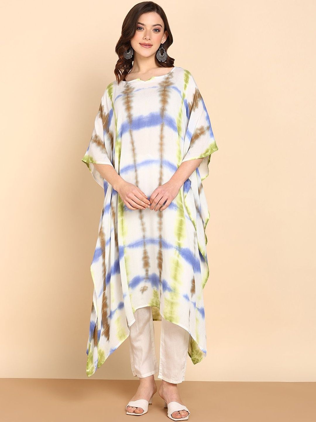CORSICA Tie and Dye Dyed Kaftan Three-Quarter Dress