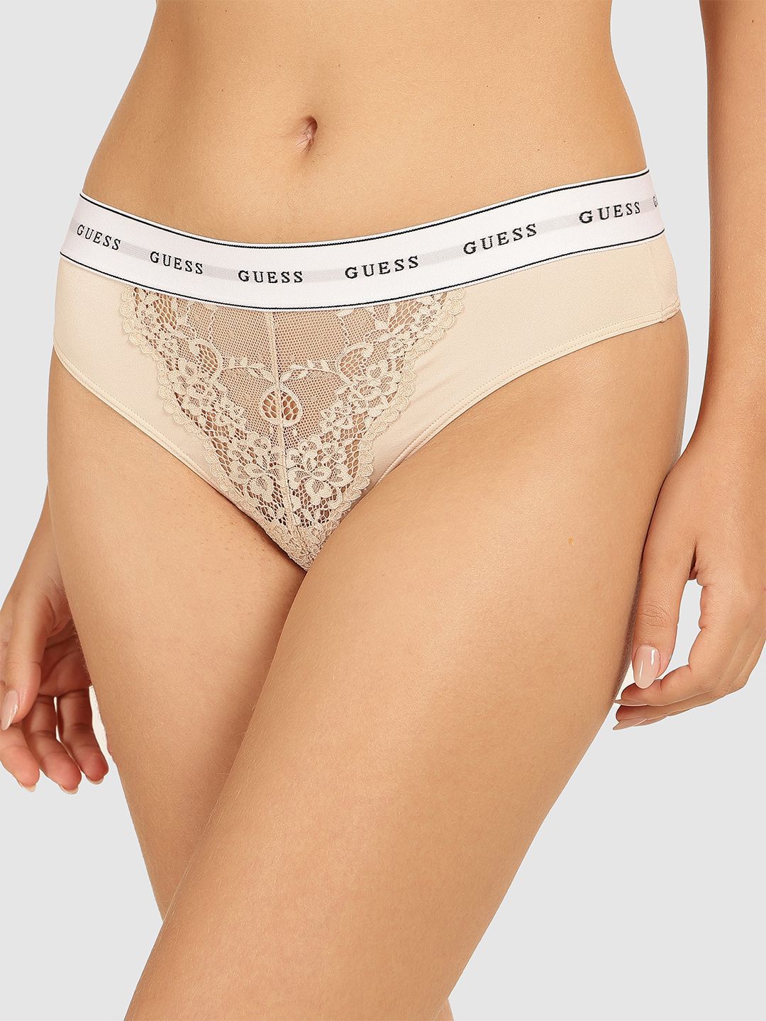 GUESS Beige Polymide Solid Women Brief