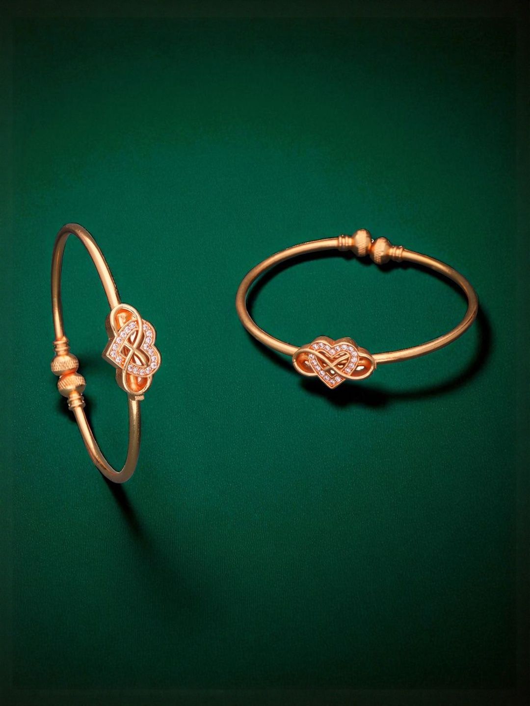 DIVASTRI Set Of 2 Gold-Plated American Diamond Studded Bangles