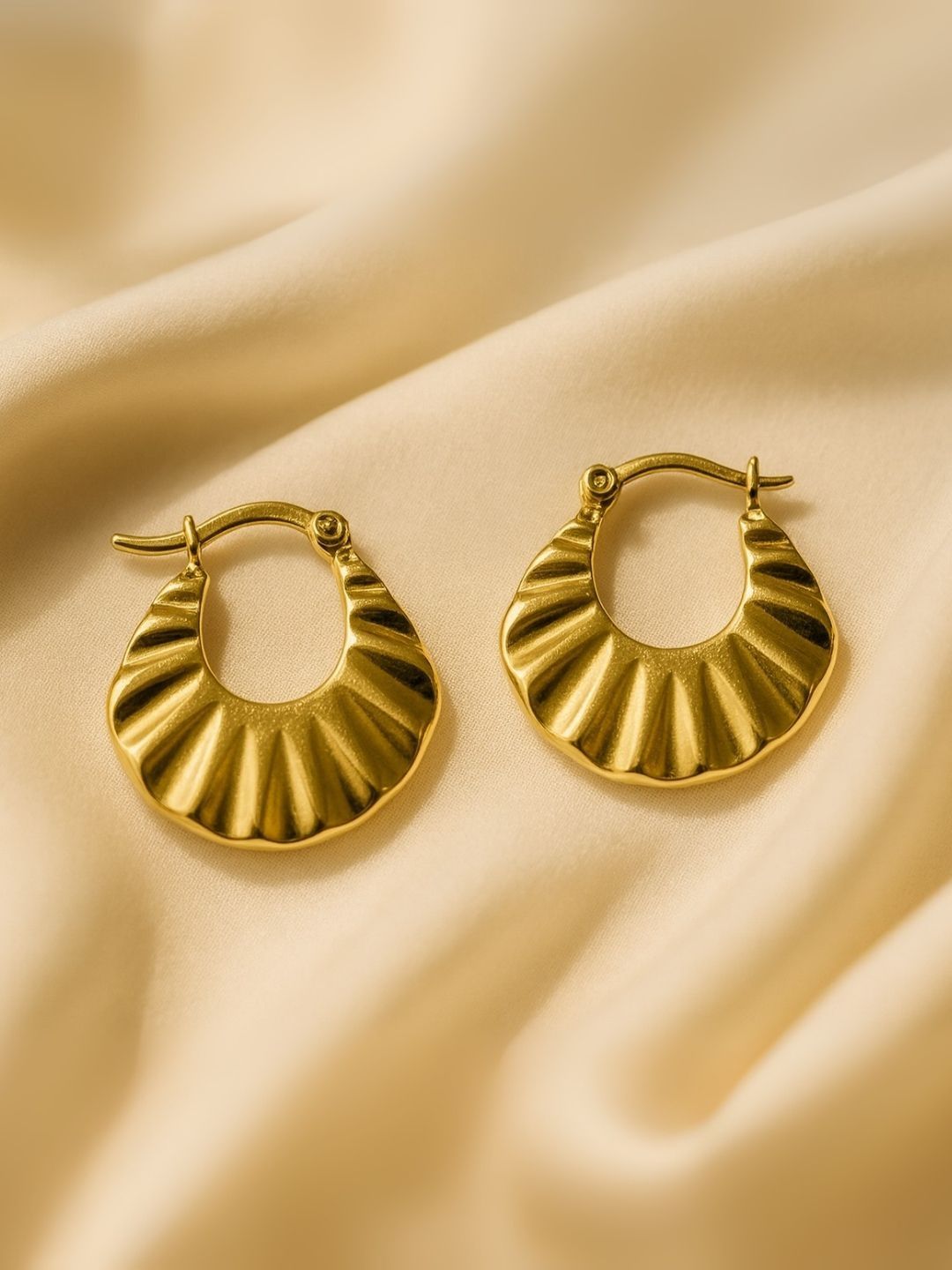 RaasRani Women Gold-Plated Stainless Steel Hoop Earrings