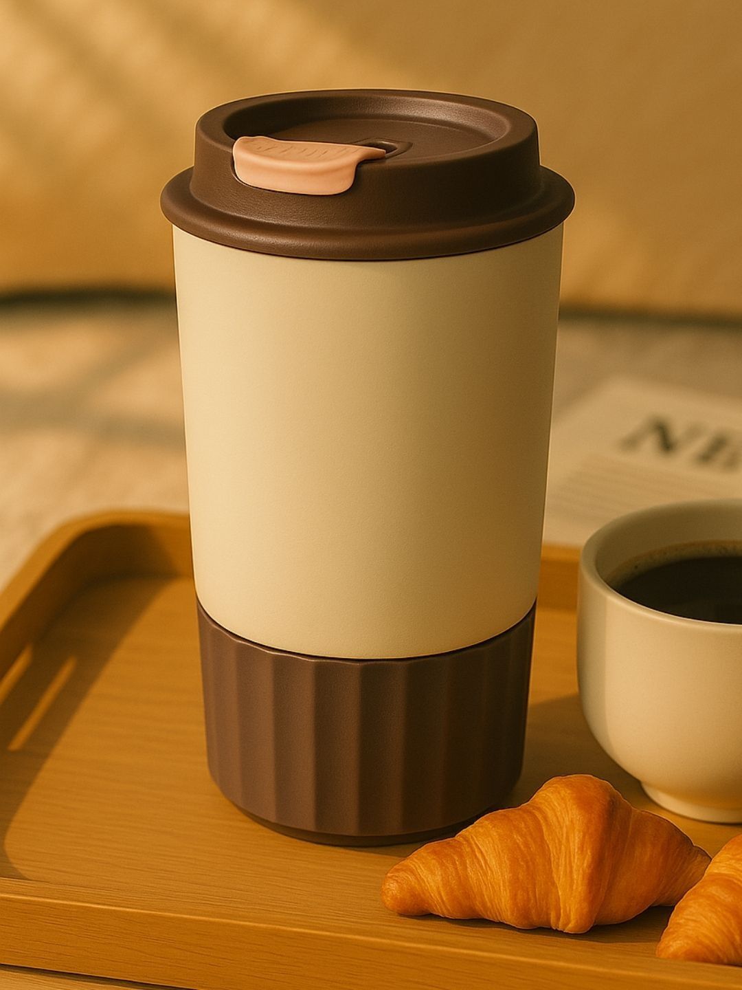 Buy Myntra Elegant Homes Beige & Brown Stainless Steel Double Wall Vacuum Water Bottle 380ml -  - Home for Unisex