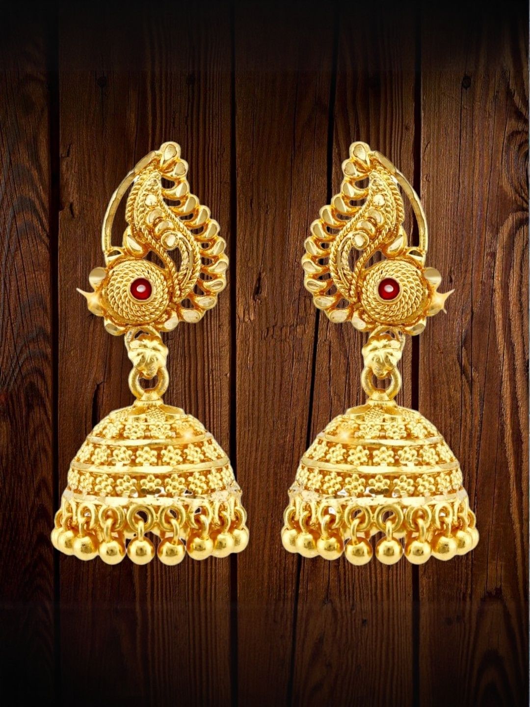 Buy VIVASTRI Gold Plated Dome Shaped Jhumkas -  - Accessories for Women