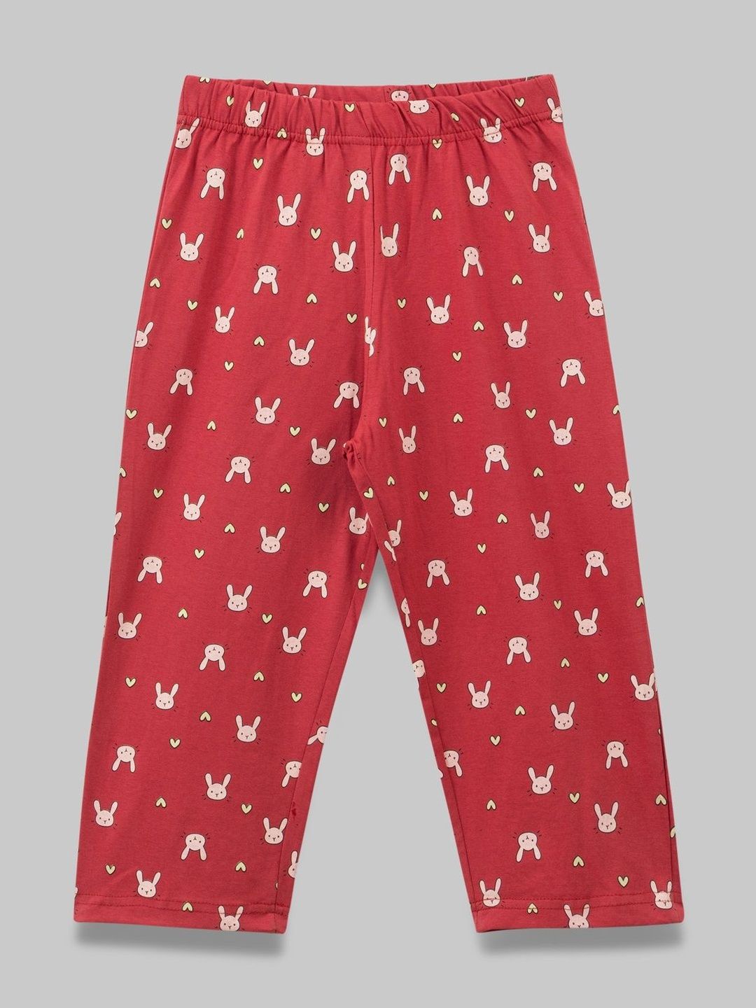 ZUNIORS SSC Girls Red & White Bunny Printed Mid Rise Cotton Capris