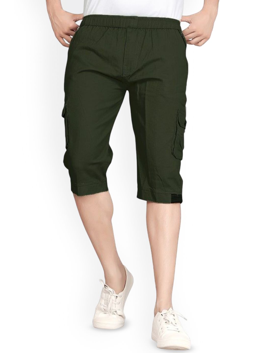 WINSUNITY Men Solid Elasticated Cargo Shorts
