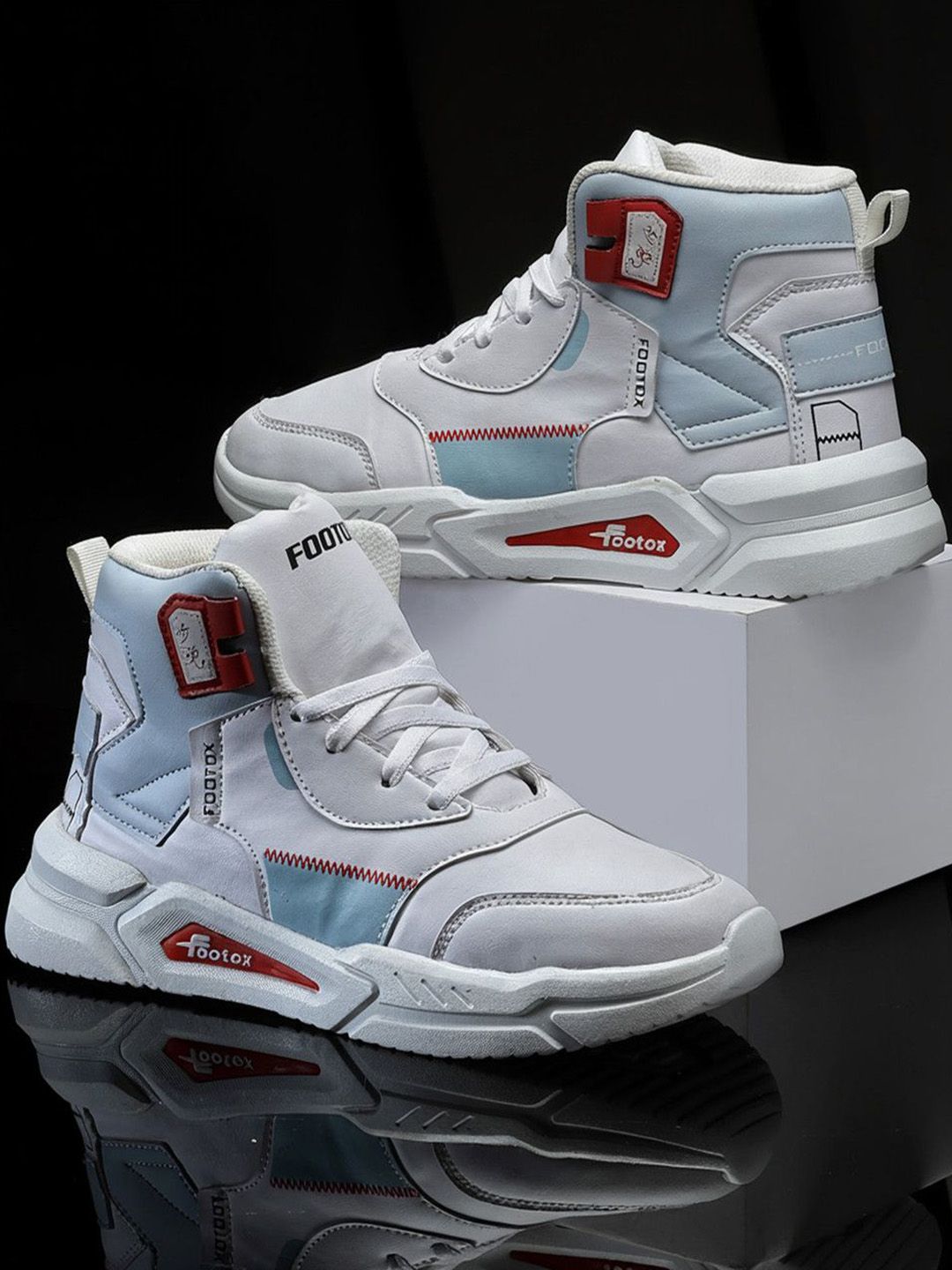 Footox Men Lace-Ups High-Top Sneakers