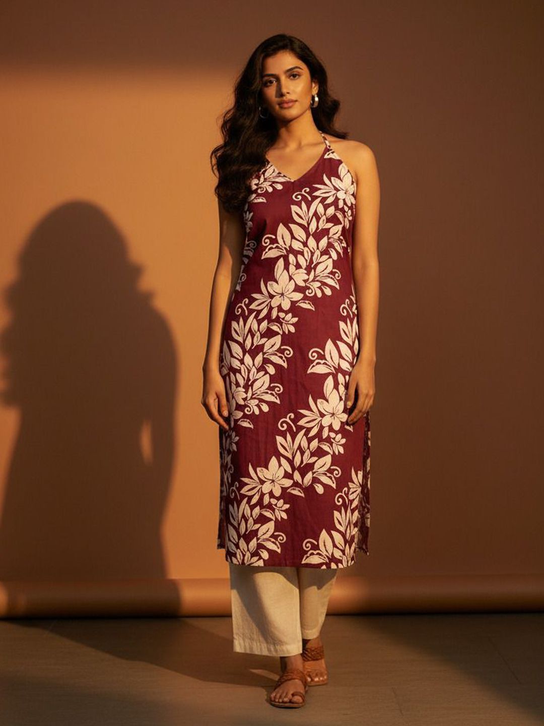 DHAKRE FASHION Women Floral Printed Halter Neck Kurta