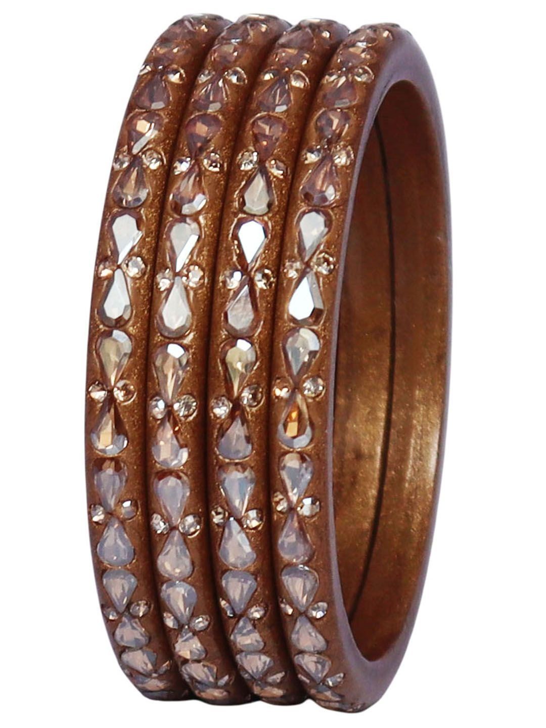 TAJ BRIDAL STORE Women Set of 4 Handcrafted Kundan Embellished Bangles