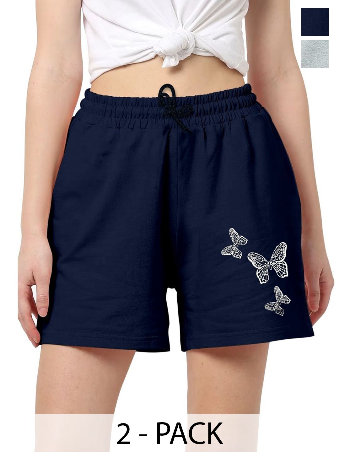 RIZIMCLOTHING Women Pack Of 2 Regular Fit Mid-Rise Shorts