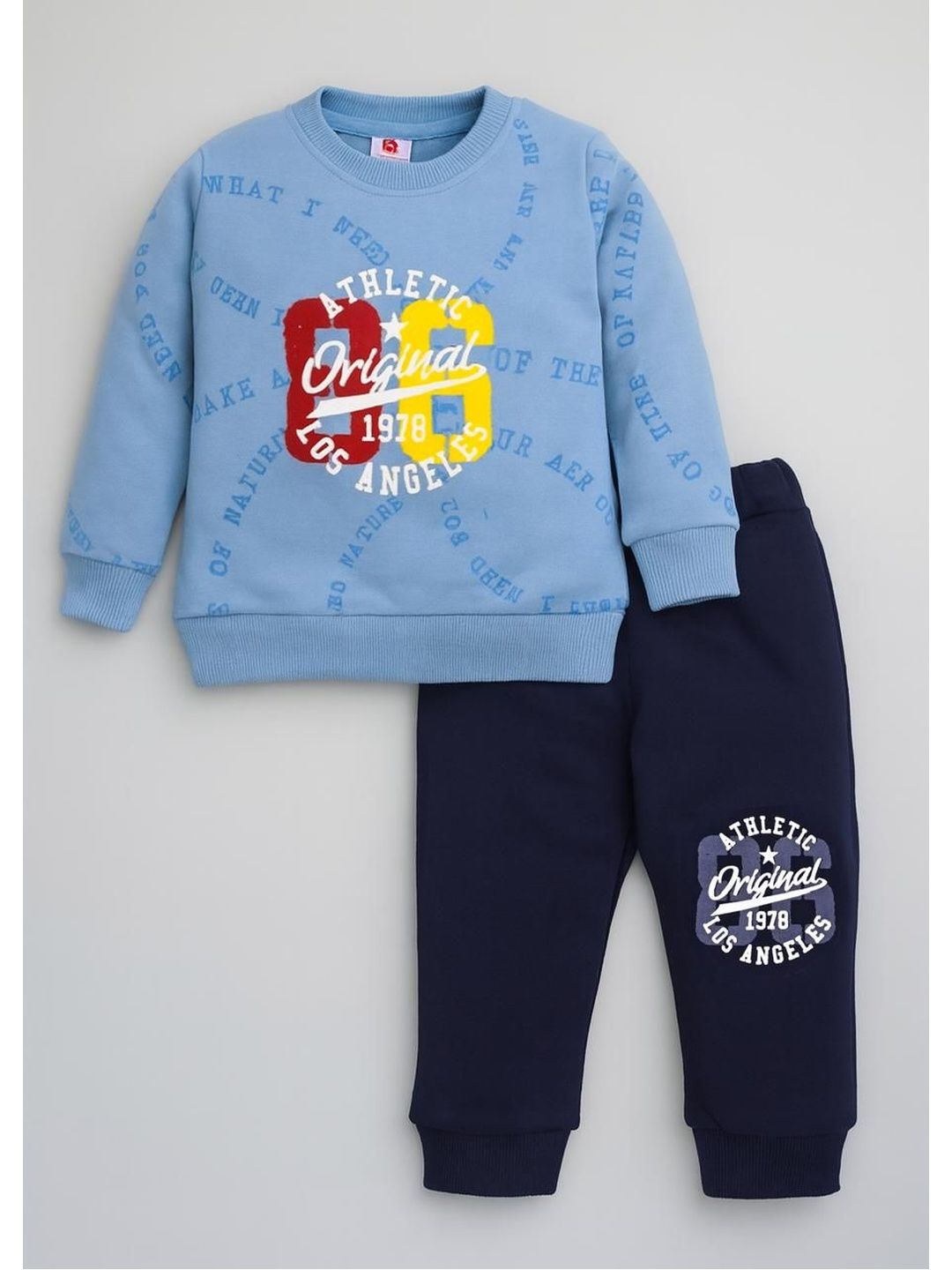 KIDSCUTE Infants Boys Printed Round Neck Pure Cotton Sweatshirt & Joggers