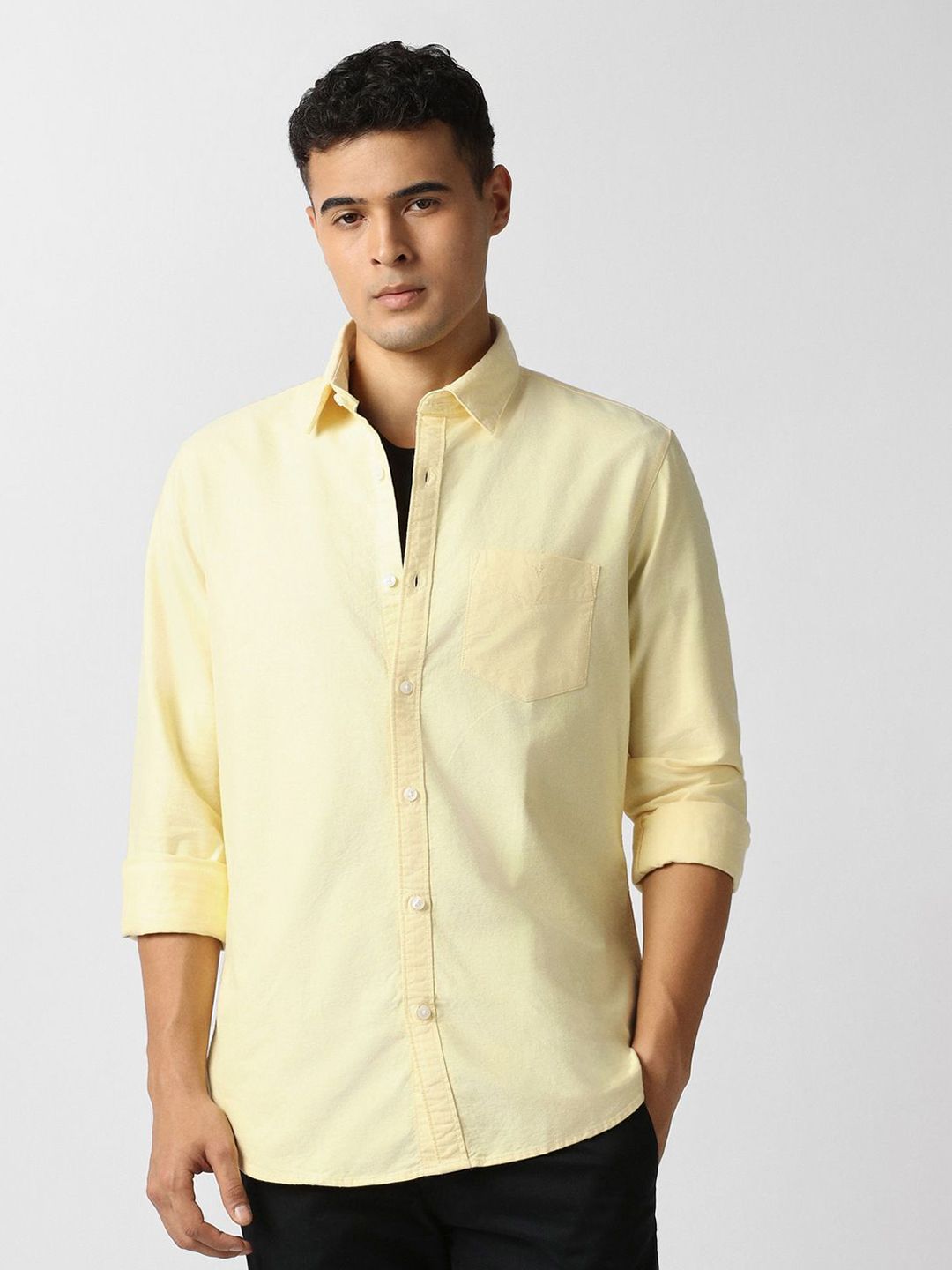 Van Heusen Sport Spread Collar Long Sleeves Pure Cotton Shirt
